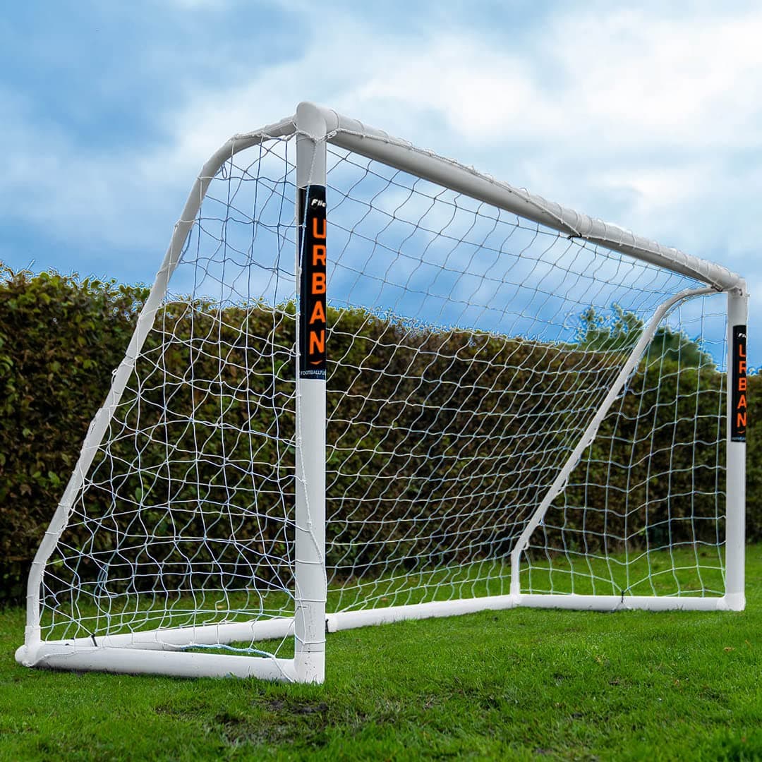 Football Flick Ultimate All Weather uPVC Football Goal with UV treated 70mm thick posts, integrated locking system, and strengthened corners (Sizes: 6x4, 8x4, 8x6, 12x6)
