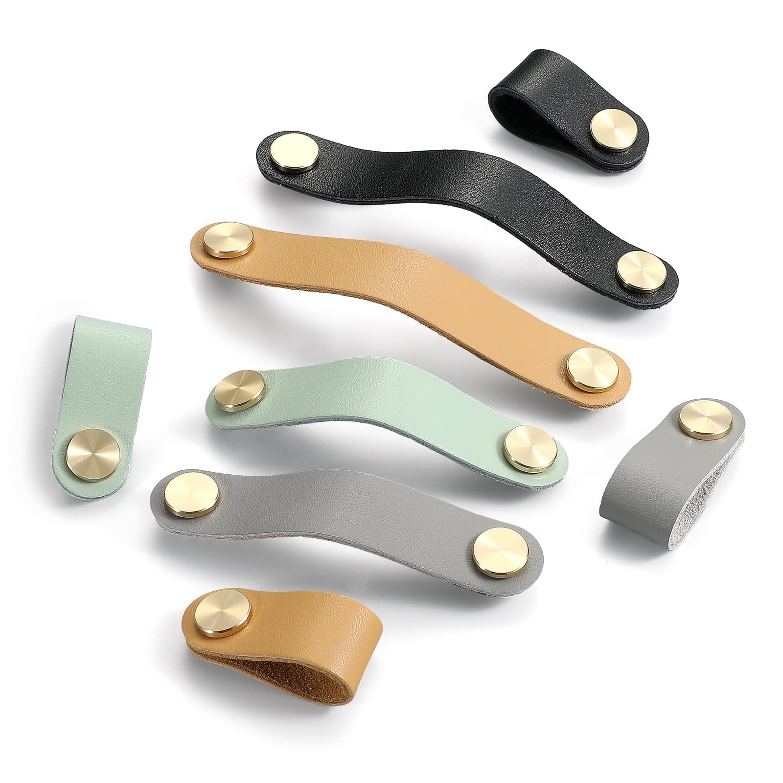 Evionlin Orange 3.78 in【8 Pack】 Colored Leather Cabinet Handles for Bedroom Wardrobes, Preventing Bumps and Scuffs