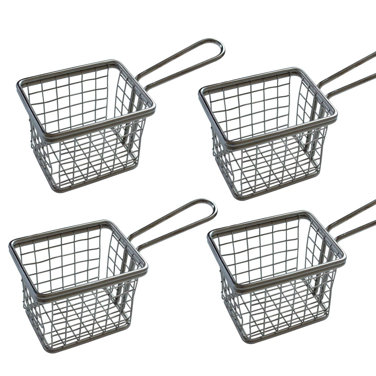 HUAXIONG Mesh Fry Basket Rectangle 10 x 8 x7.5cm Handle length: 9 cm Weight: 103 Grams | Fryer Basket, Frying Basket-Stainless Steel Frying Basket (10 x 8 x7.5) (FOUR) [Energy Class A+++]