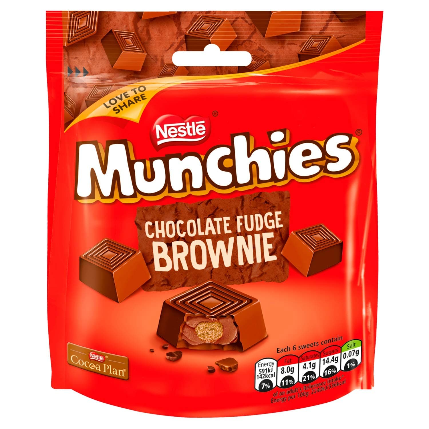 Munchies Fudge Brownie Milk Chocolate Sharings Bags, 8 x 101g