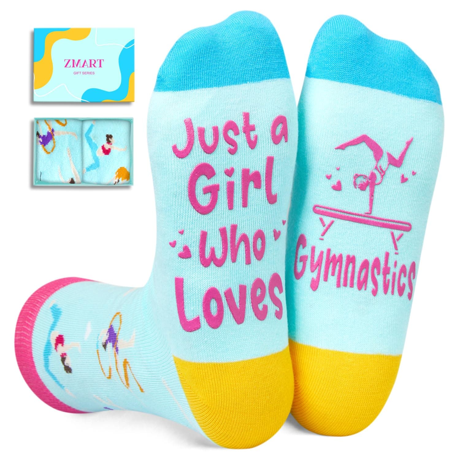 Zmart Unique Socks For Women - Gymnastics Yoga Skiing Tennis Gifts, Gifts For Gymnasts Yoga Lovers, Just a Girl Who Loves Gymnastics, M