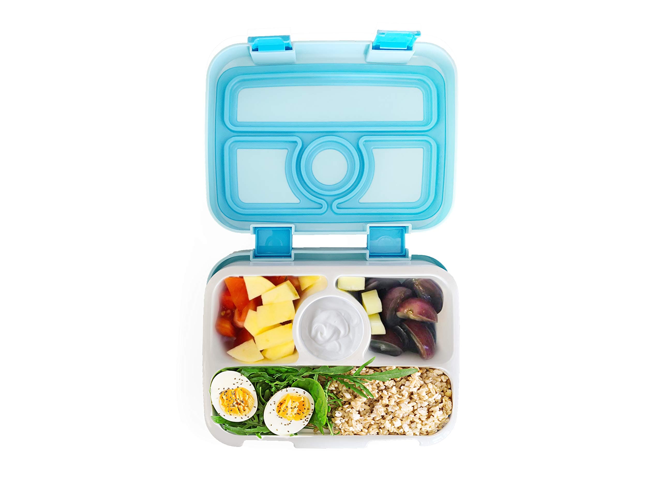 Bento Lunch Box for Kids by Fenrici, Leak-Proof 4-Compartment Kids Lunch Box, Removable Tray for Easy Cleaning, Perfect Portion Sized for Ages 5-12, BPA Free, Food Safe, Support a Great Cause, Blue