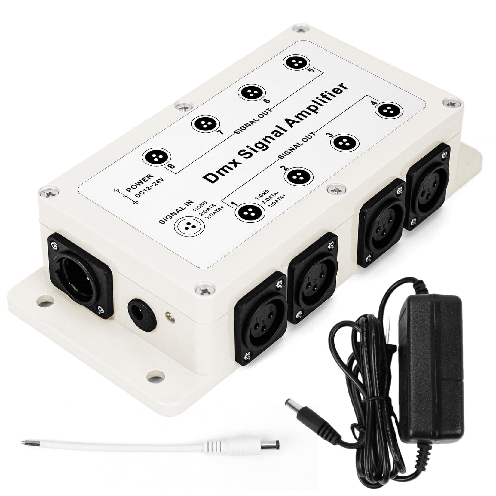RioRand DMX512 Signal Splitter Amplifier 3Pin, 1 Input 8 Channel Isolated DMX Distributor with Signal Indicator - Compatible with LED DMX Controller, 8 Channel DMX Decoder, DMX Opto Splitter