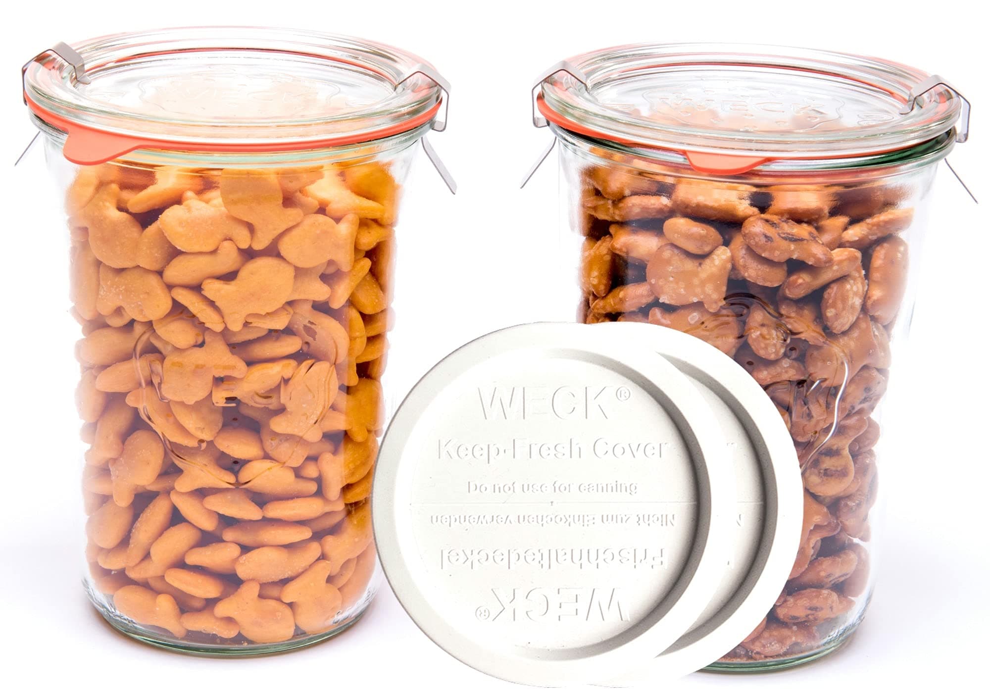 Canning Jars 743 Sourdough Starter,Set of 2 Weck Mold Jars made of Transparent Glass,Set includes 2 WECK Mold 743 Jars with Glass & Keep Fresh Lids, Gaskets and Clips