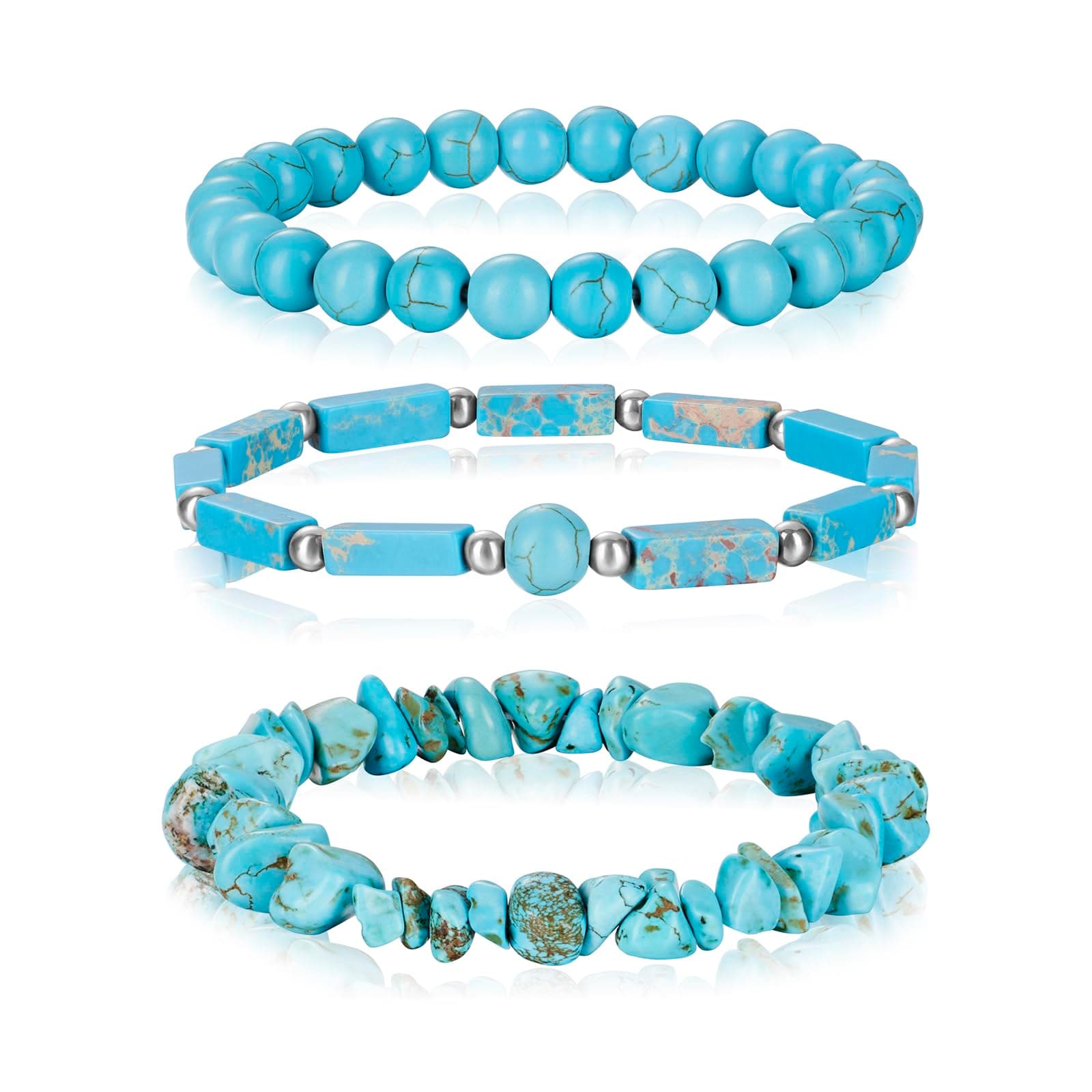 3Pcs Natural Stone Bracelets for Women 8mm Crystal Beaded Bracelets Handmade Stretch Bracelet Healing Crystal Jewelry for Women