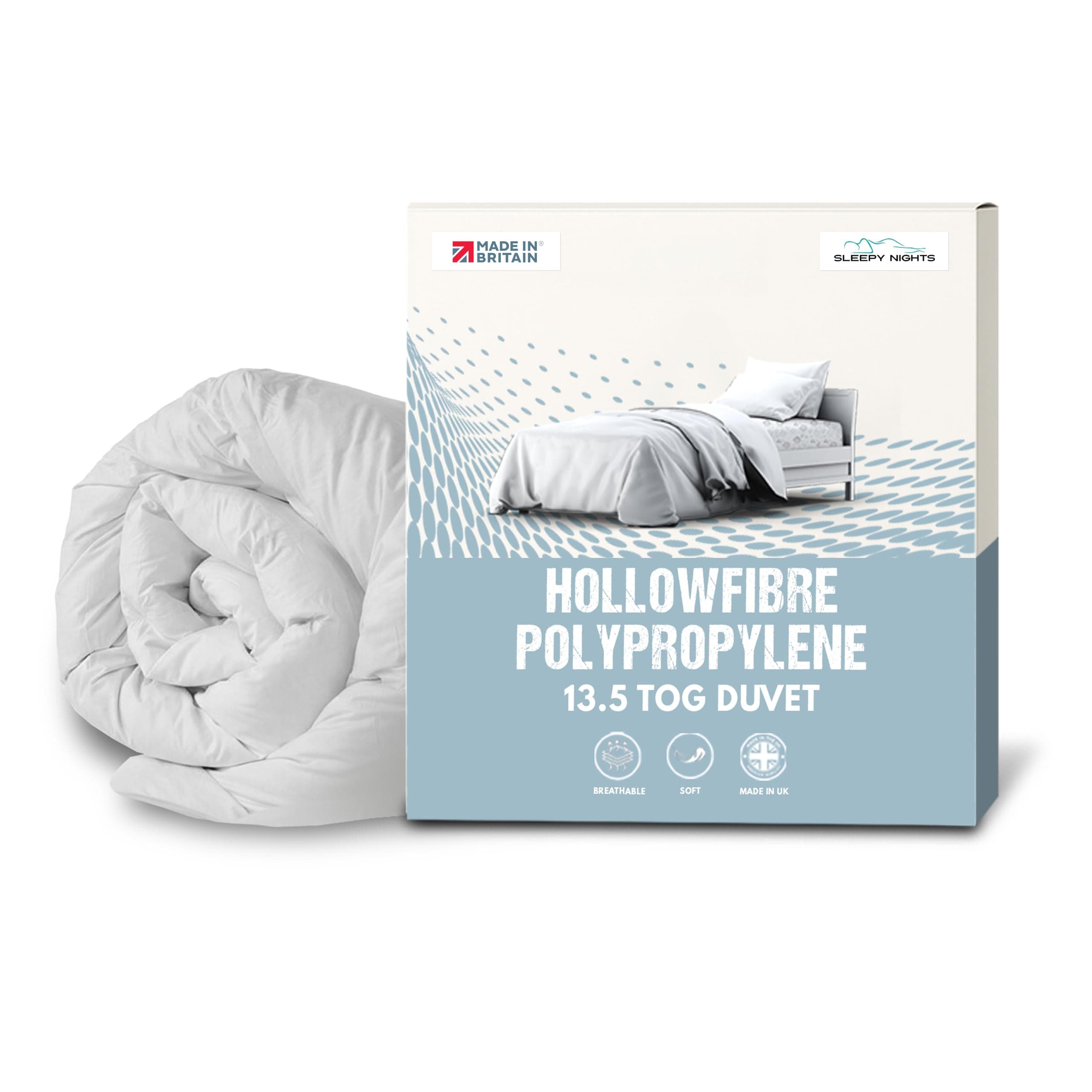 SleepyNights 13.5 Tog Duvet Quilt Double - Ultra Cosy Bedding - Winter Warm Season Non Allergenic Hollowfibre - Polypropylene Cover - Made in UK