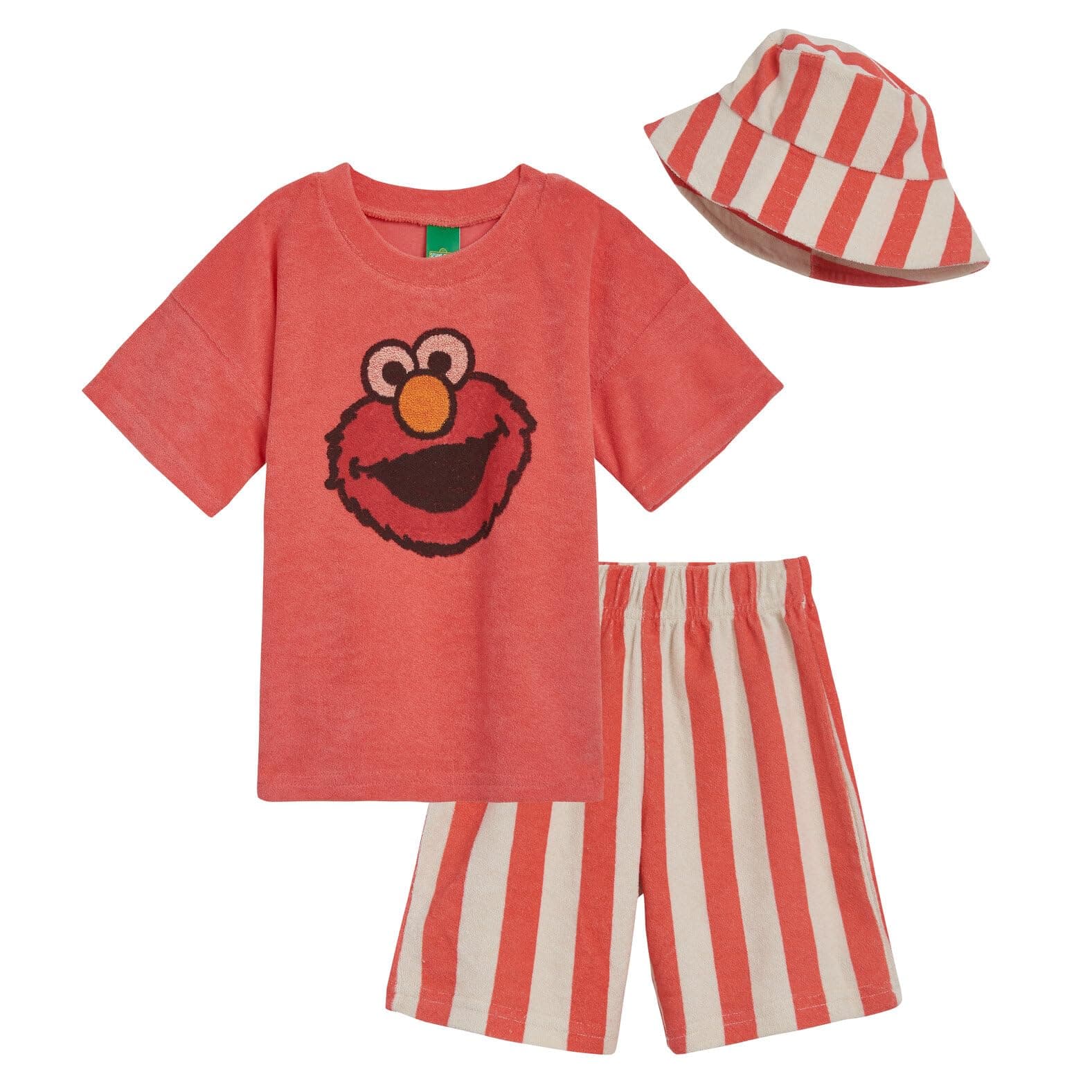 Sesame Street Elmo T-Shirt Shorts and Hat 3 Piece Outfit Set Infant to Toddler