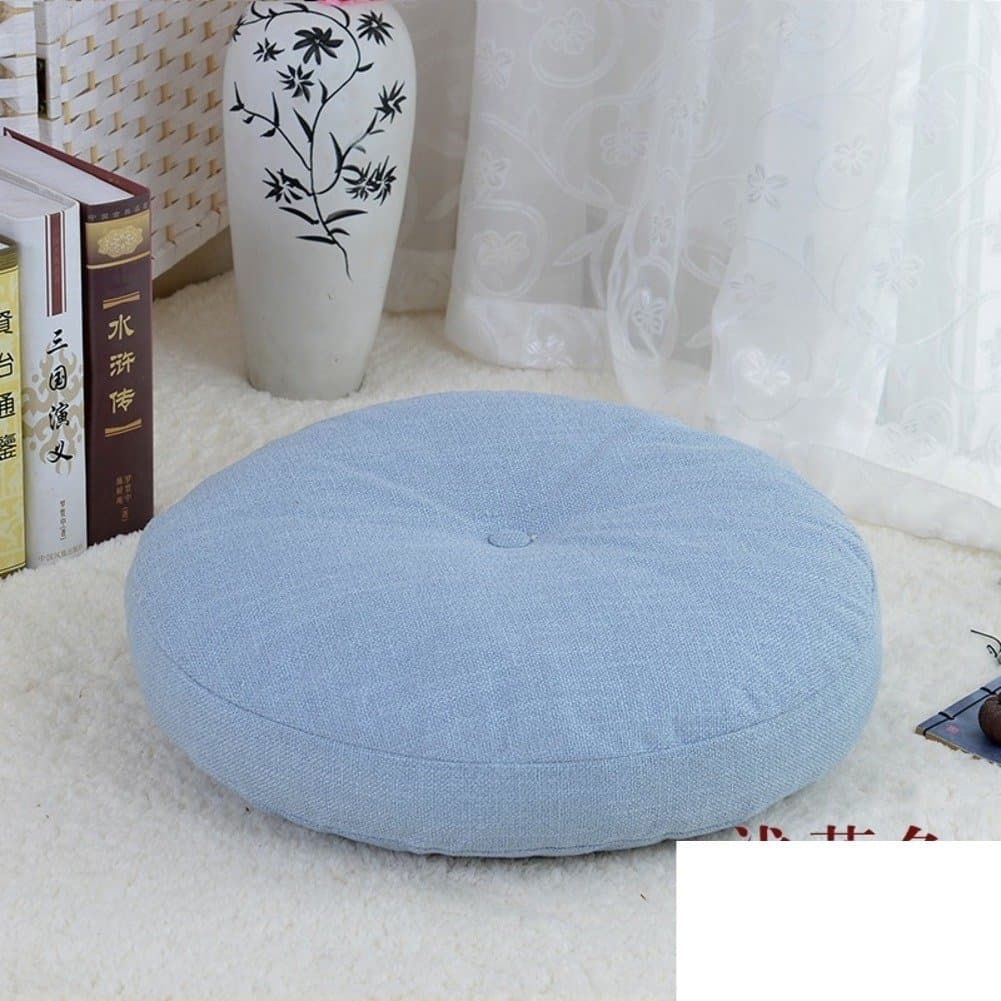 VDEGHSDGHFDDS Linen futon seat cushion,Thickened round fabric chair cushion Balcony japanese tatami chair pads Floating window mat-H diameter60cm(24inch)