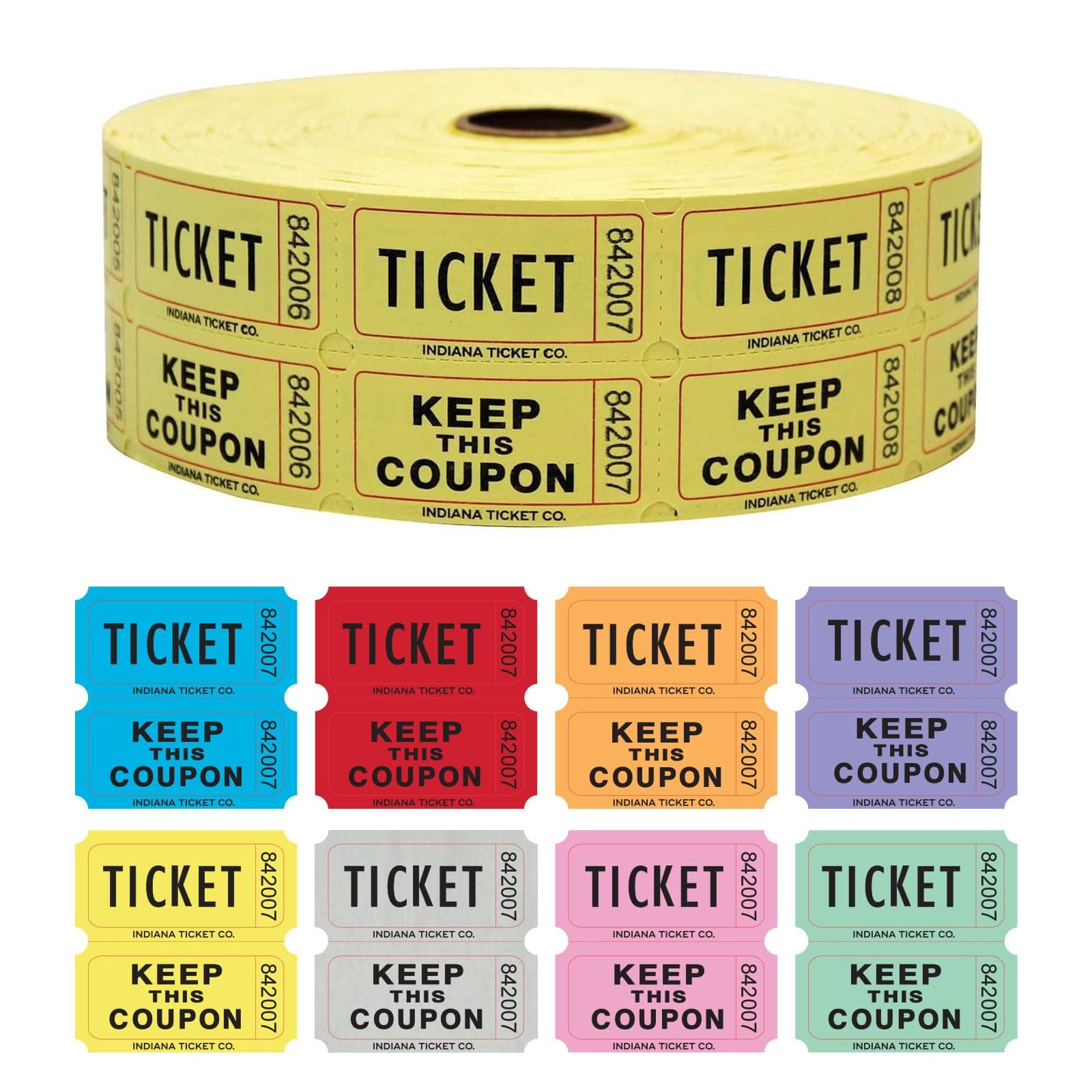 INDIANA TICKET COMPANY CO. 2,000 Yellow Double Roll Raffle Tickets (2,000 Count, 2x2” Tickets) Raffles, 50/50 Drawings, Door Prizes, Giveaways, Drinks, More Tickets, More Fun, Premium Quality