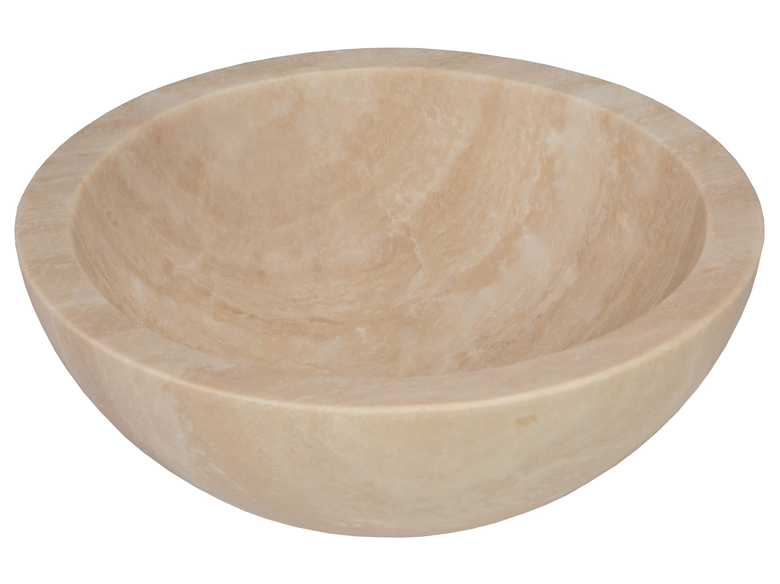 Eden Bath Round Small Thick Rim Vessel Sink, Honed Beige Travertine - Stylish Bathroom Sink