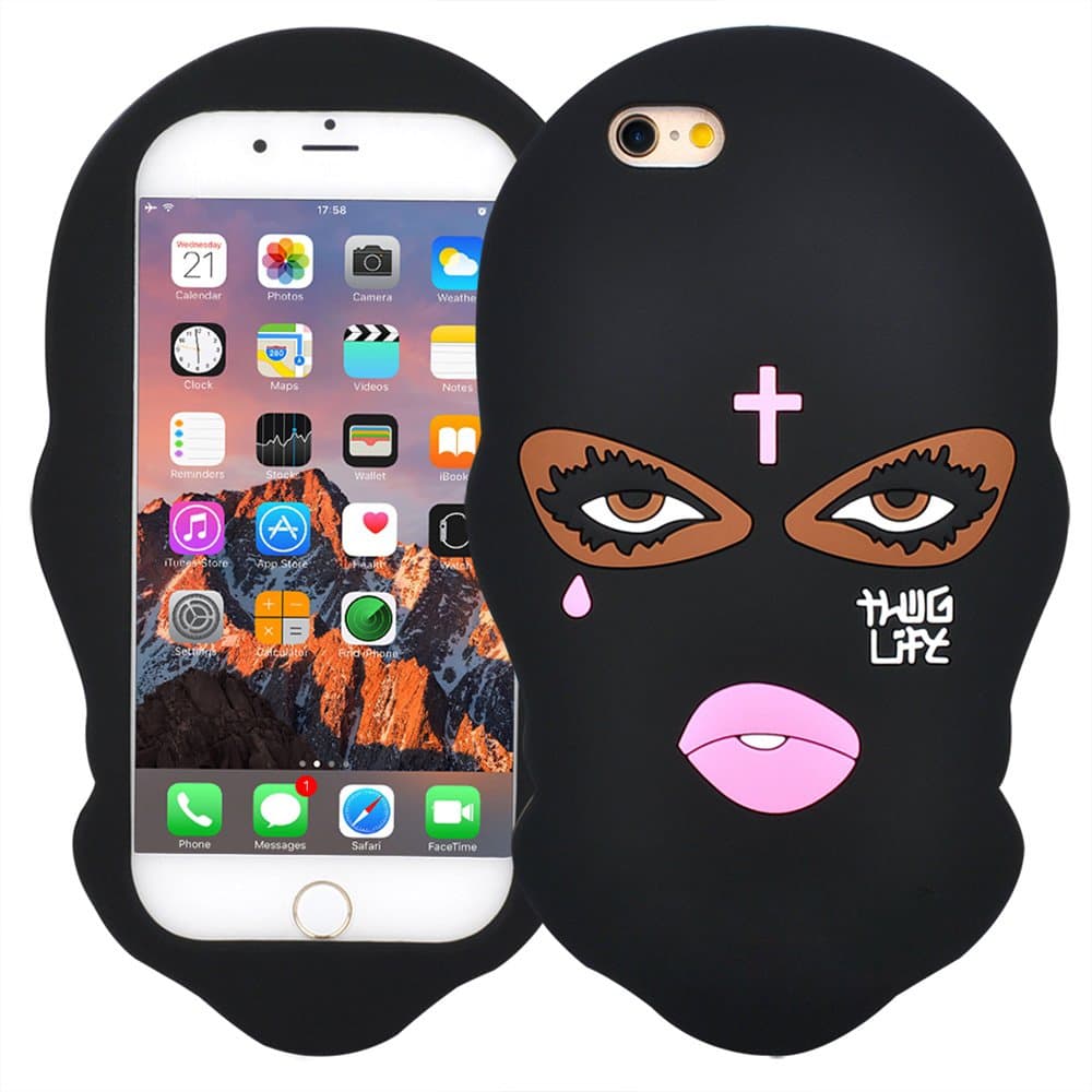 Goon Thug Life Big Eyes Woman Face 3D Cute Cartoon Masked Teared Girls Jesus Christian Cross Coque Soft Silicone Phone Case Cover (iPhone 6/ 6s)
