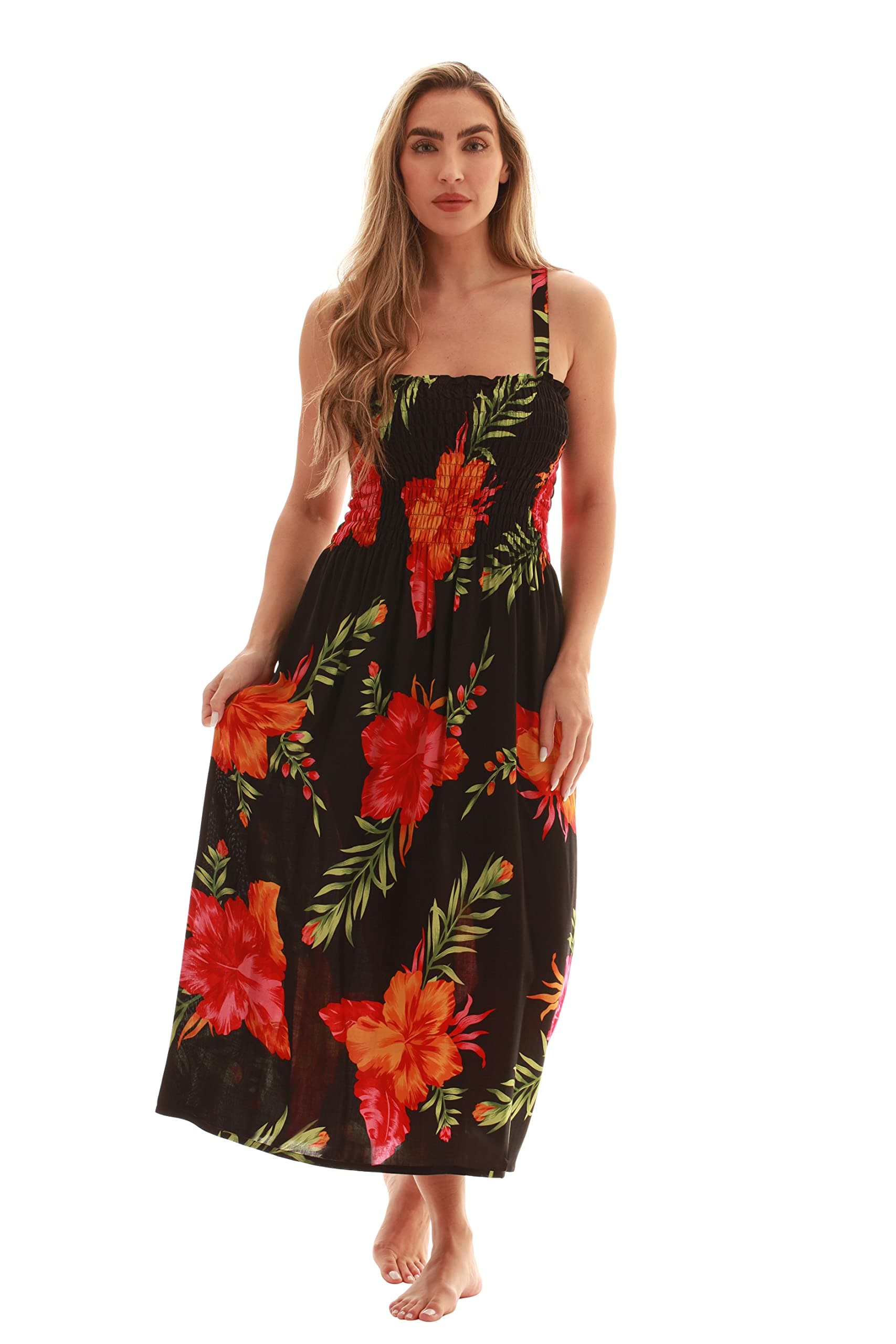 Just Love Floral Print Tube Sundress Swimwear Cover Up Summer Dress for Women