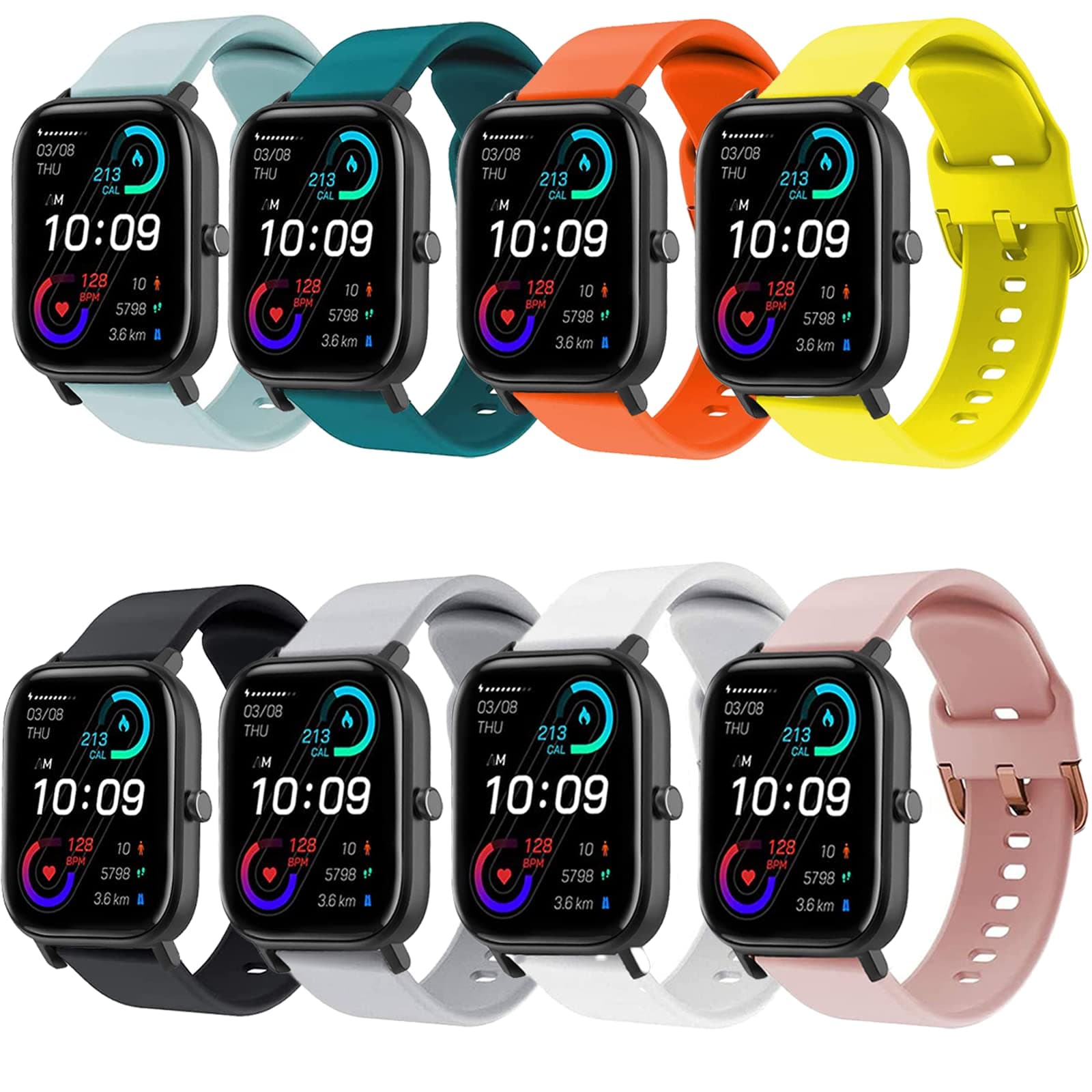 Galaxy Watch 4 Strap - 20mm Watch Straps Compatible with Samsung Watch 4 40mm 44mm / Galaxy Watch 4 Classic 46mm(2021) 42mm, Silicone Replacement Wristband Bands Bracelet for Samsung Galaxy Watch 4