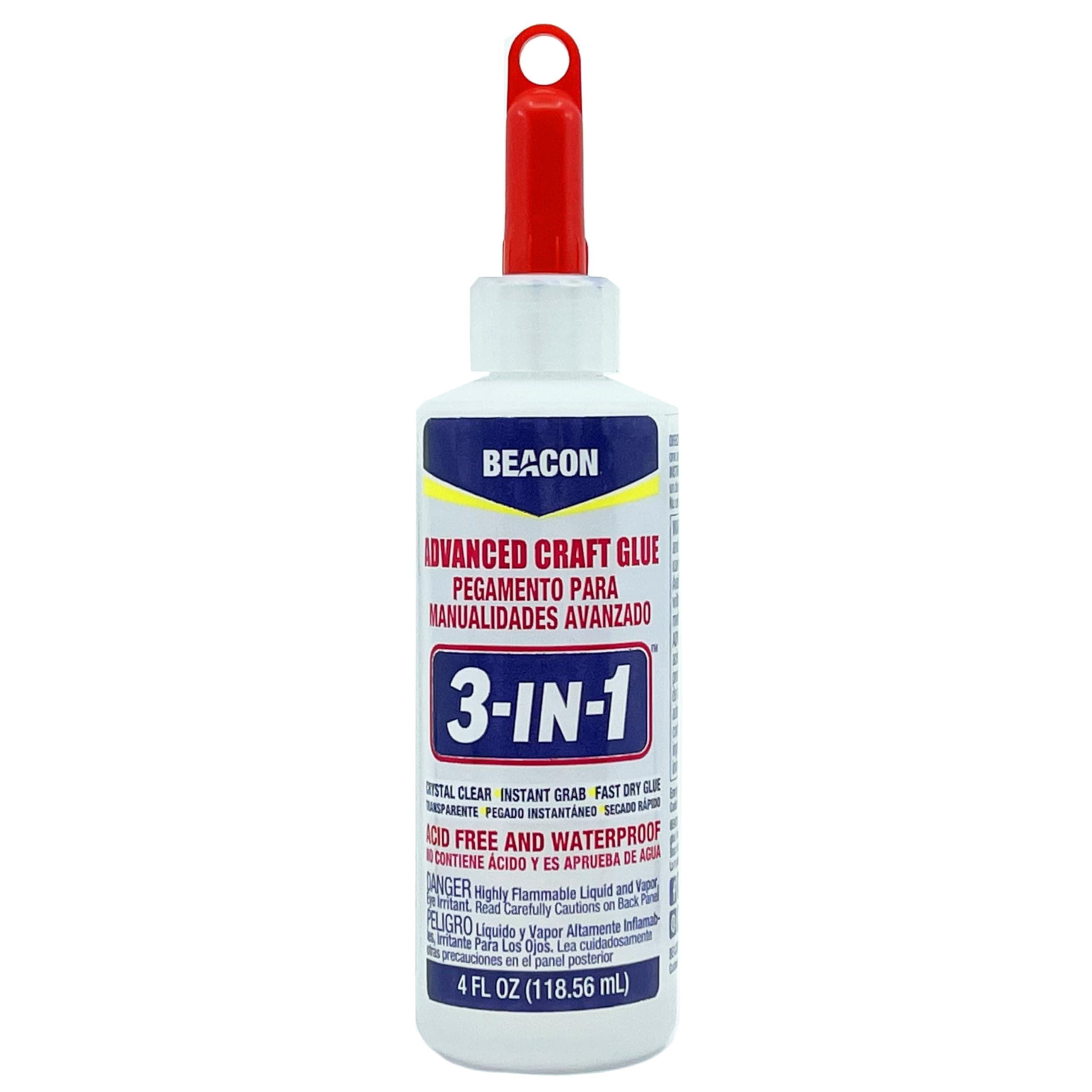 3-in-1 Advanced Craft Glue - Fast-Drying, Crystal Clear Adhesive for Wood, Ceramics, Fabrics, and More, 4-Ounce