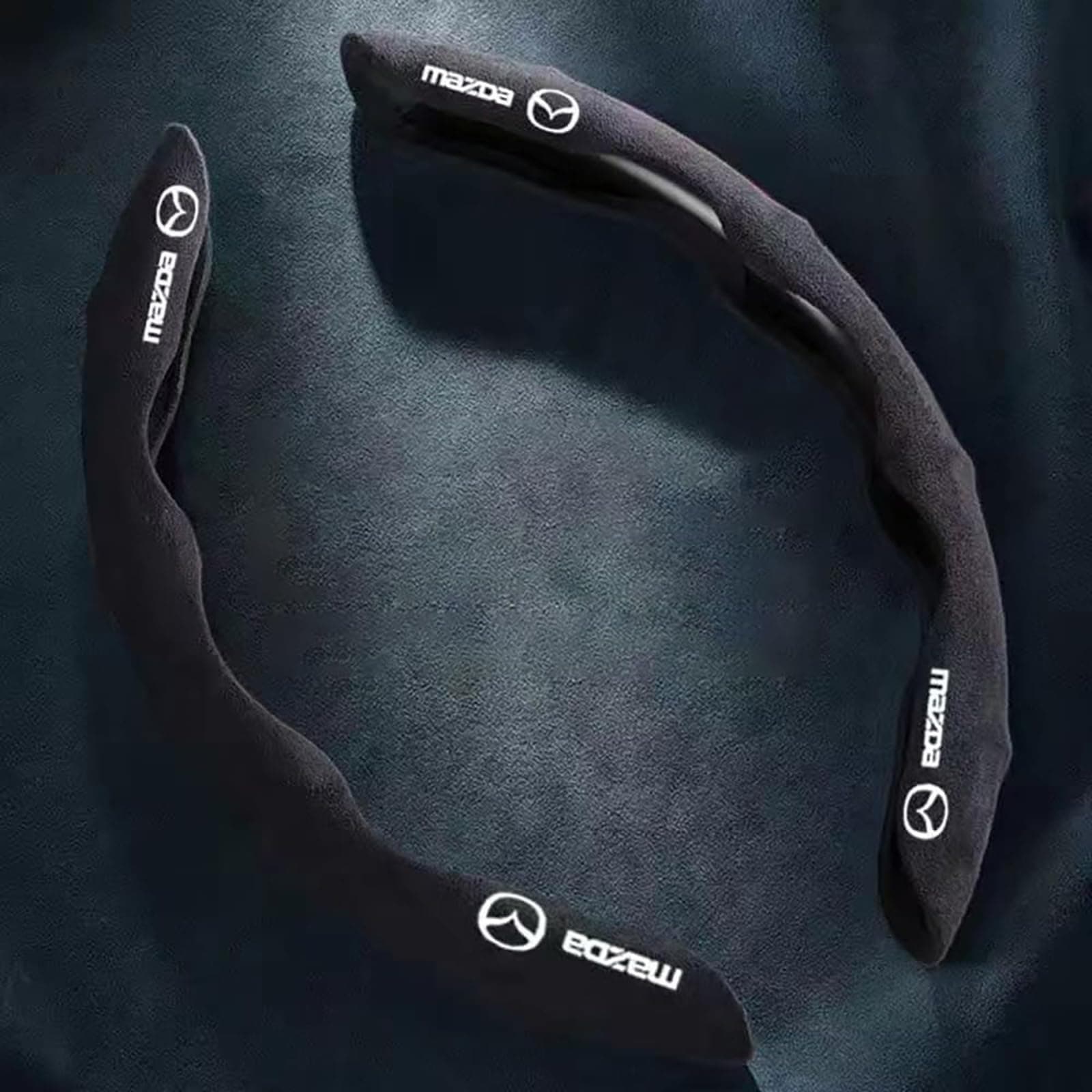 Car Steering Wheel Cover for Mazda CX-30 2019-2023, Plush Segmented Steering Wheel Protection Non-slip Auto Assisted Gear Cover Interior Accessories,Black