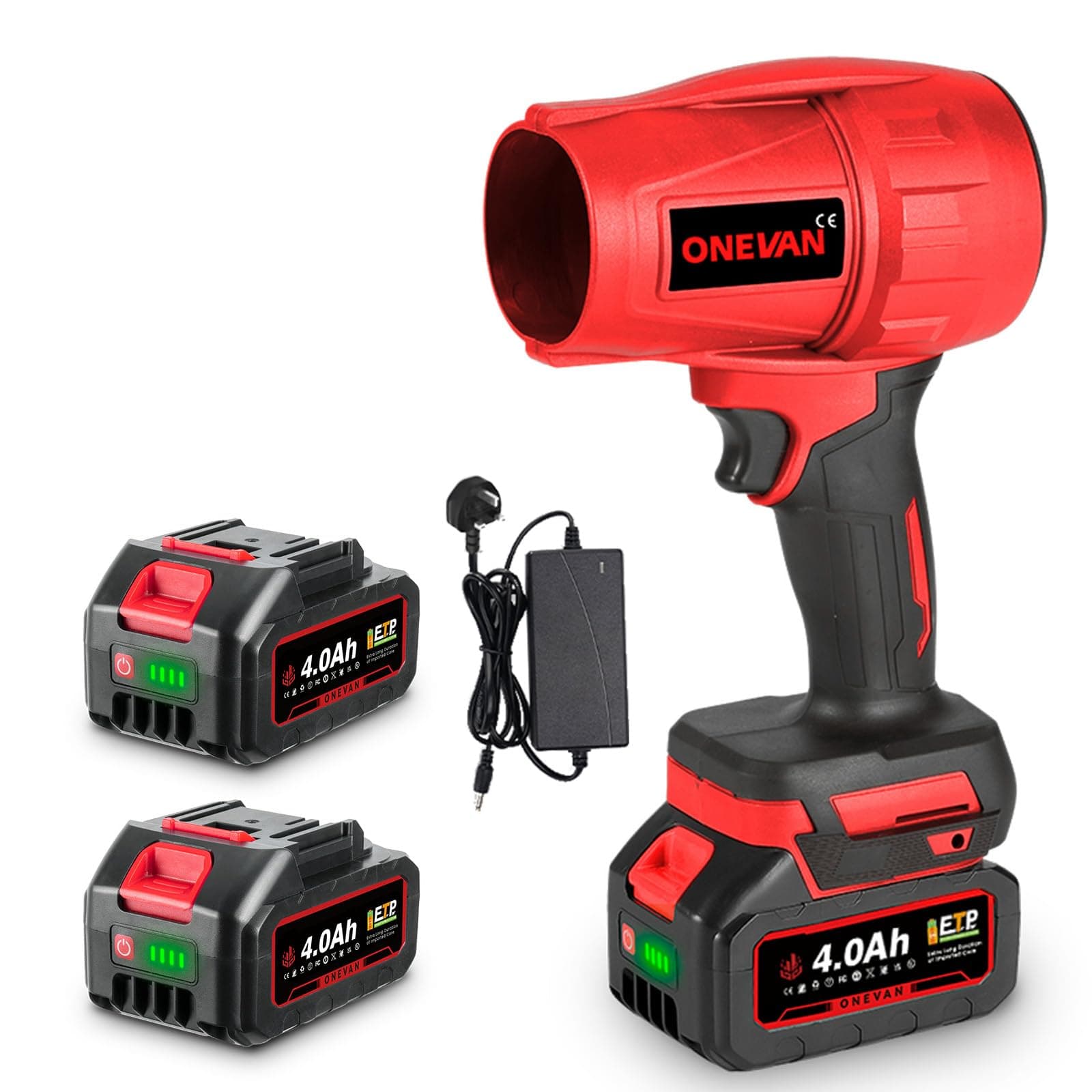 Turbo Jet Blower Cordless Leaf Blower - Brushless Mini Air Blower, Max Blowing Force 1.2kg, 358 MPH Airspeed 28000RPM, with 2x4.0Ah Battery Handheld Leaf Blower for Blowing Leaves and Dust