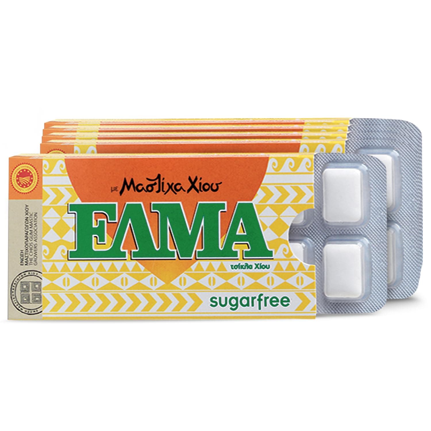 Supersmart - Mastic Gum Chewing Gum ELMA - Chios Greek Gum - Natural Oral Hygiene - Sugar Free - Menthol Taste with Xylitol | GMO & Gluten Free - 5x10 Gums