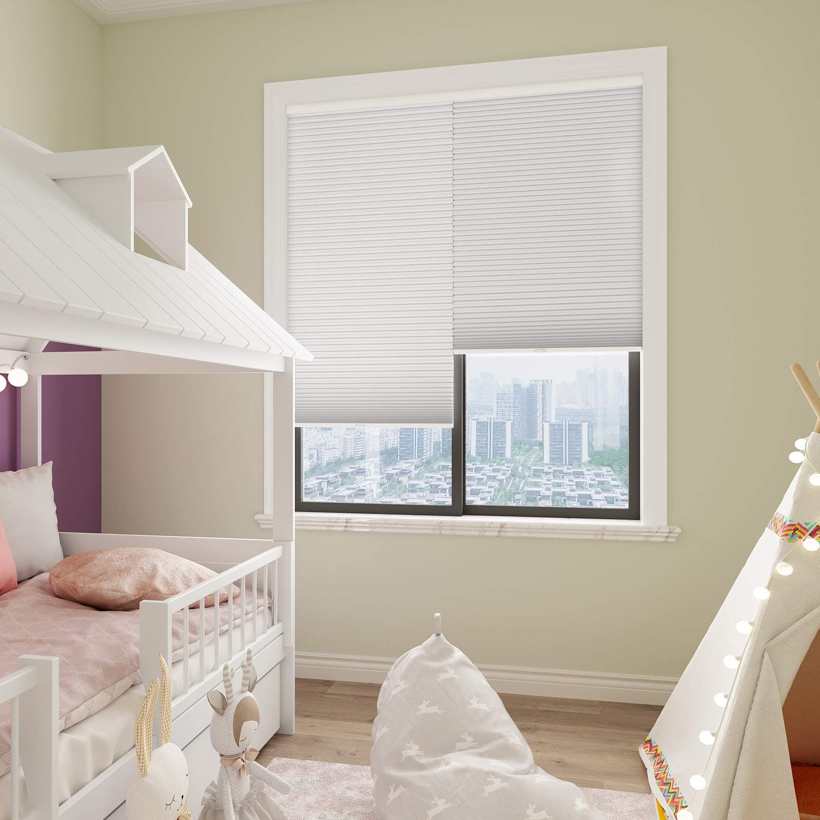 ChangshadeBlackout Blinds, Cordless Cellular Shades, 1 Inch Blackout Shades, Room Darkening Blinds, Pull Down Window Shades, Easy to Install Honeycomb Window Blinds for Home&Office, White