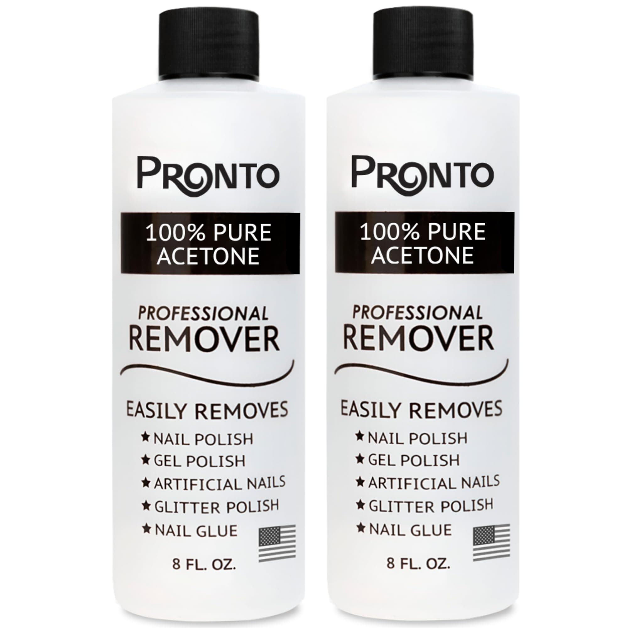 Pronto 100% Acetone Gel Nail Polish Remover for Nails | Acetone Nail Polish Remover & Gel Remover For Nails, Glue, Gel, Acrylic & Dip | 8 Fl oz (Pack of 2)
