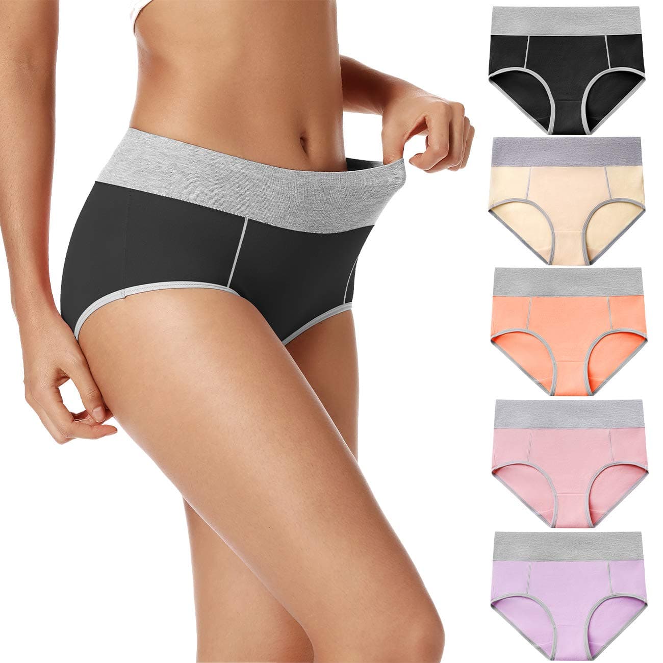 Womens Cotton Underwear High Waist Full Coverage Briefs Soft Breathable Postpartum Panties Stretch Underpants