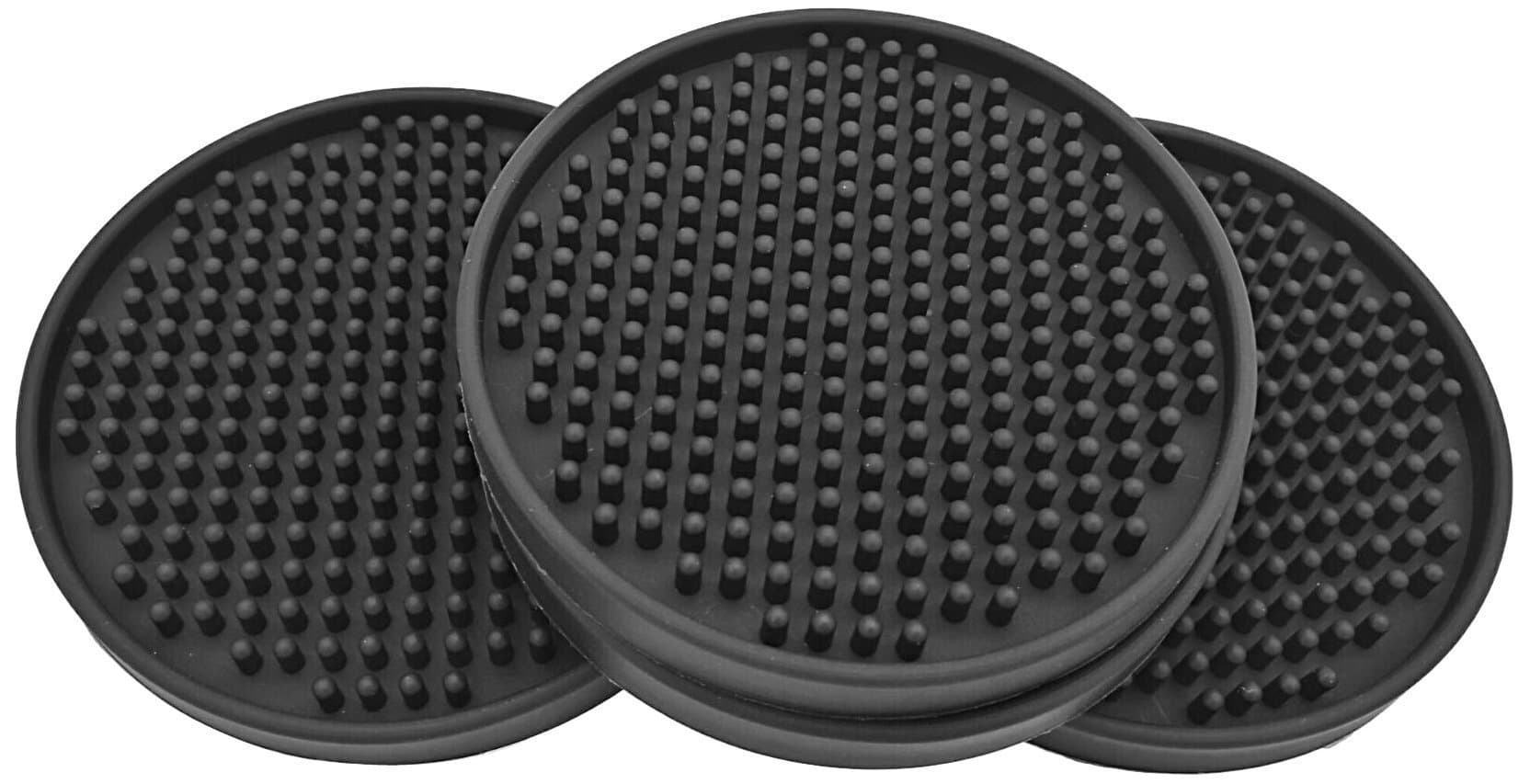 MOONSTAR MIRACLE Silicone Drink Coasters Rubber Coasters Non-Slip Table Coasters (4" Diameter And 0.4" Thick)