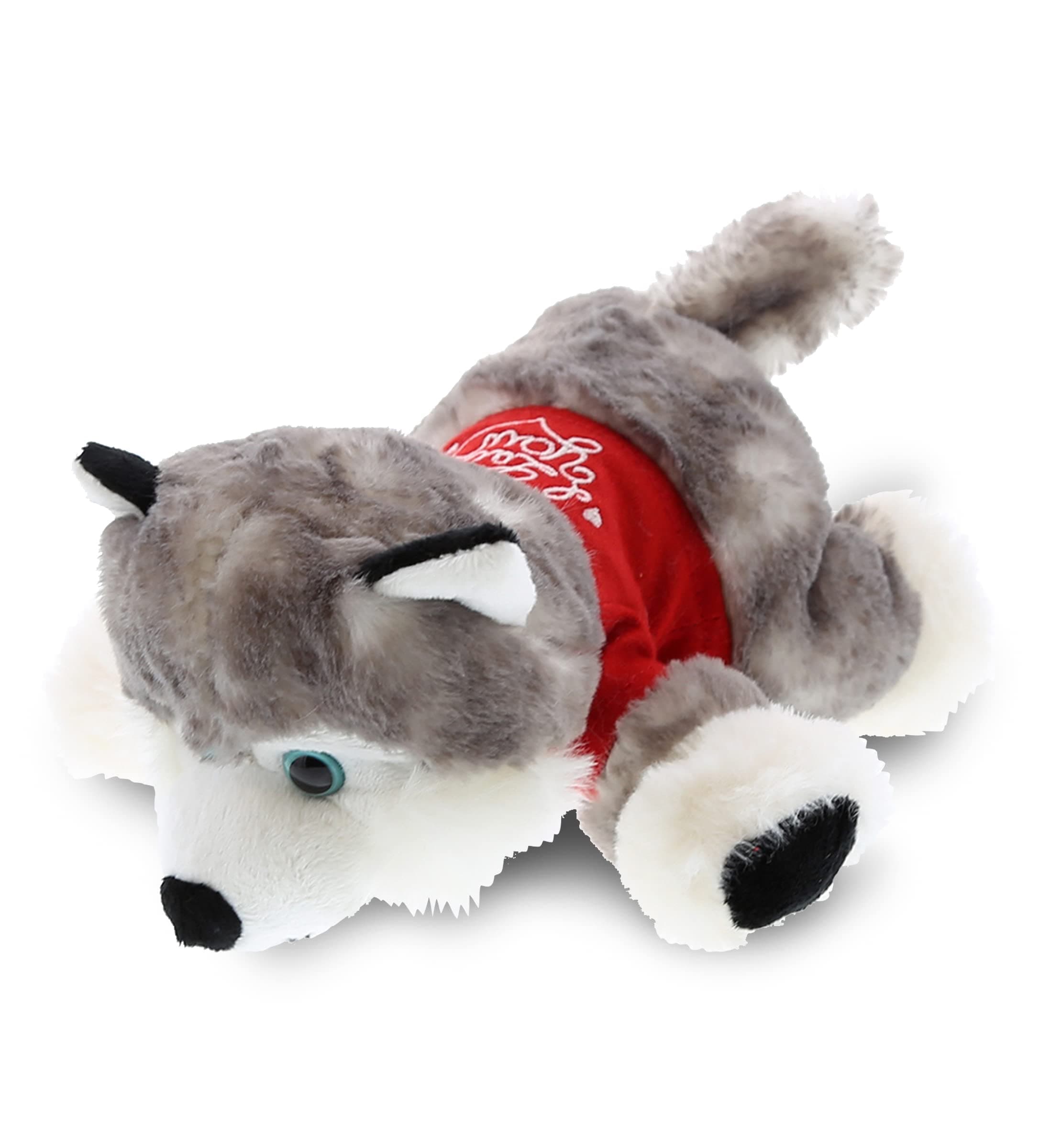 DolliBu I Love You Valentine Plush Floppy Husky - Cute Stuffed Animal with Red Shirt and Name Personalization Gift for Valentines Day, Birthday, Anniversary, Romantic Date - 7.5 Inches