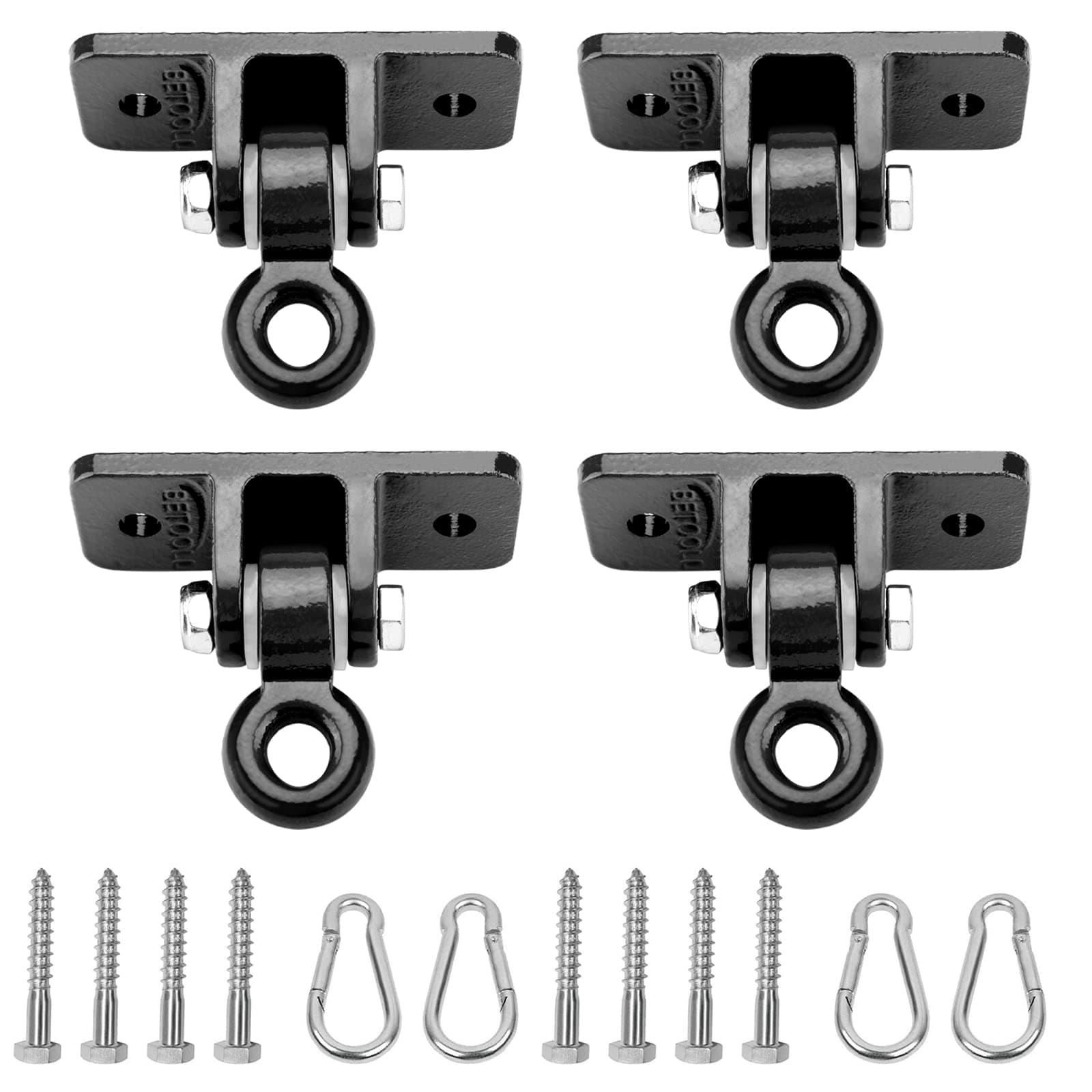Heavy Duty Swing Hangers Swing Set Hardware Playground Porch Yoga Seat Trapeze Wooden Sets Indoor Outdoor Set Black of 4