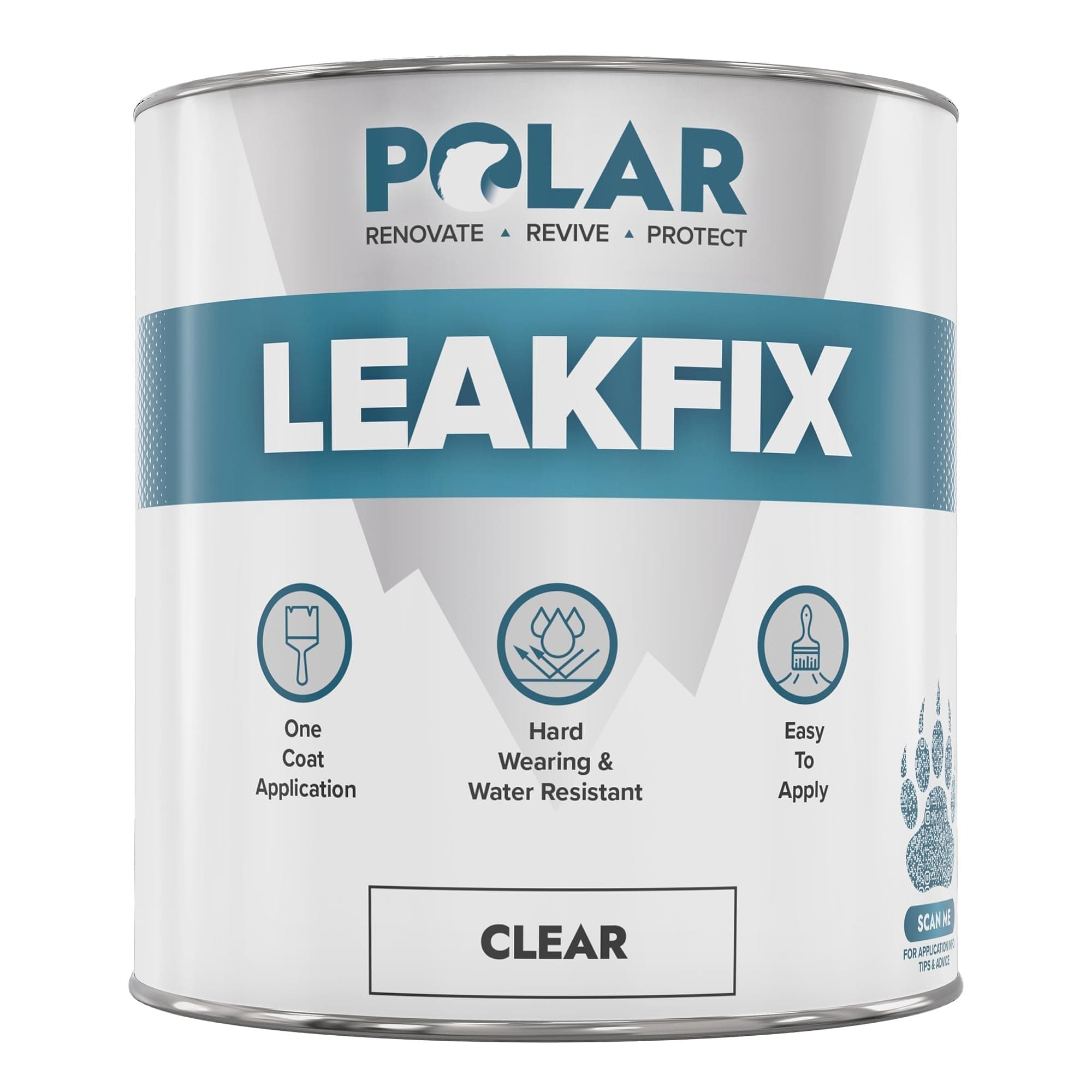 Clear Leak Fix Paint - 35 oz - One Coat Waterproof Sealant with Reinforced Fibers, Instantly Seals Leaks & Cracks for Roofs, Drainpipes and Gutter Repairs for Exterior Use