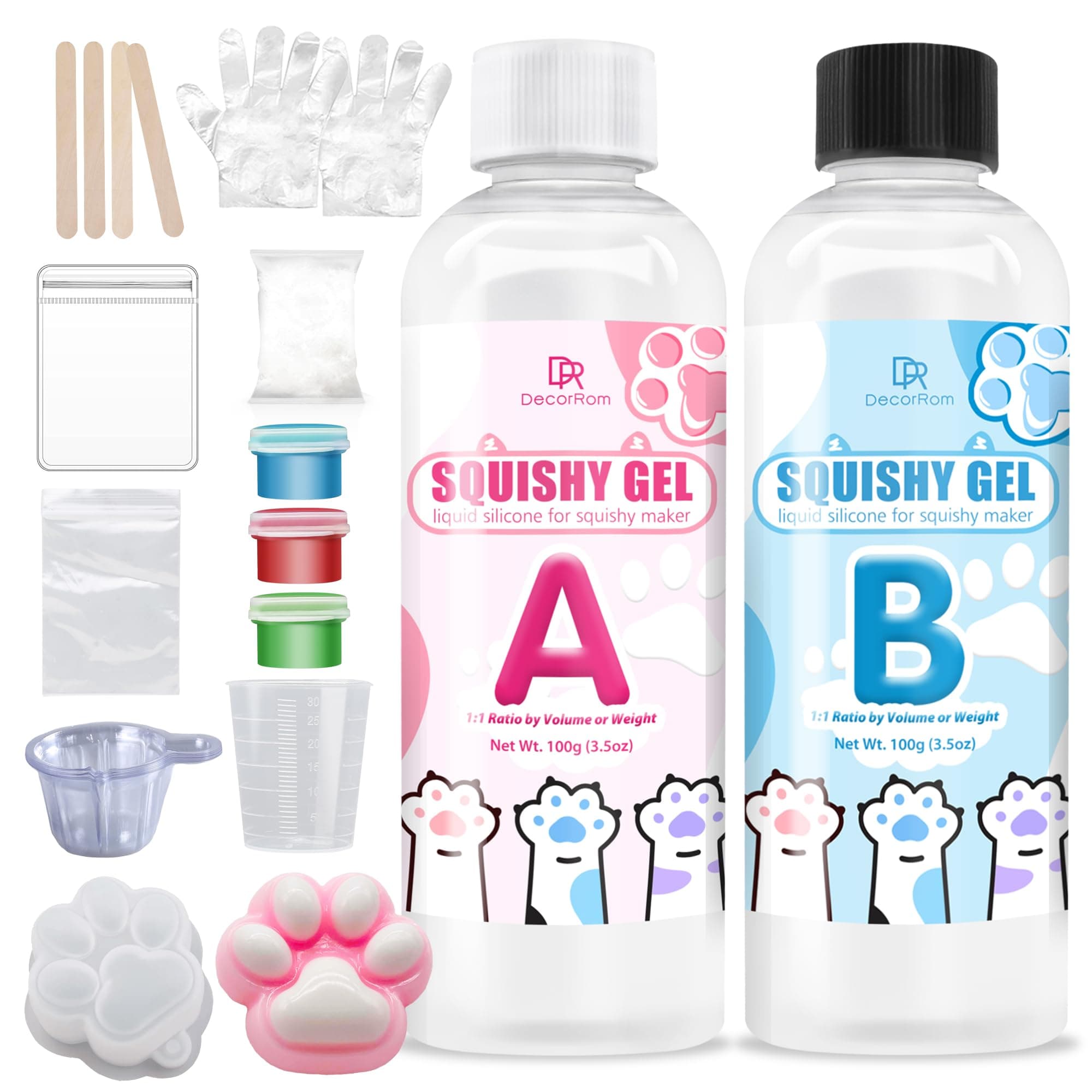 Gel for Taba Squishy Kit, 7oz Liquid Silicone Super Soft Fast Cure for Squishy Maker, All-in-1 Squishy Making Rubber for Cat Paw Casting Hamster Molding, Stress Relief Decompression Craft Adult Hobby