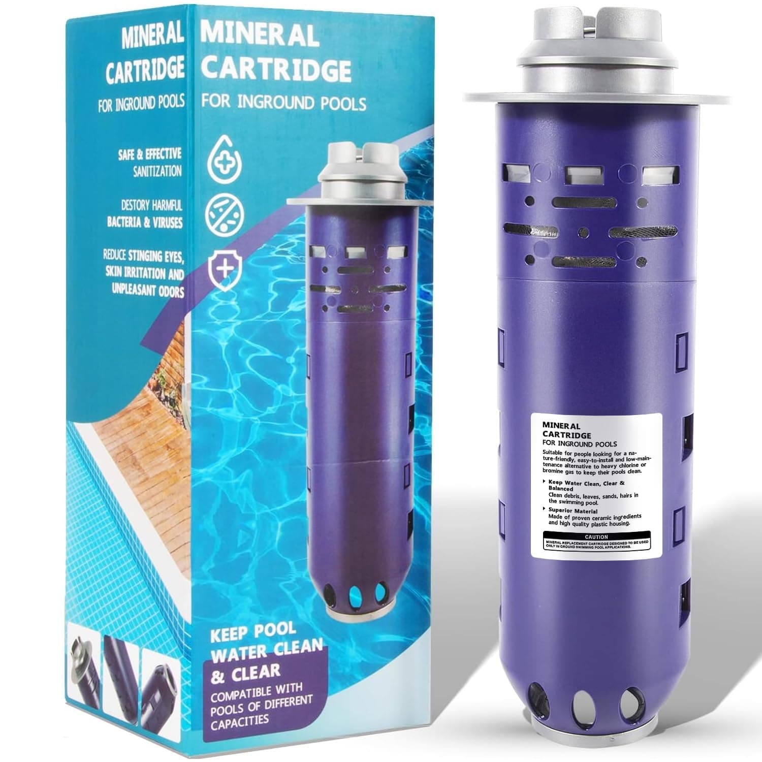 Replacement for Nature2 Duoclear 45 Mineral Cartridge W28002 for All DuoClear Fusion Soft Vision Pro Above Ground Inground System Pool Sanitizers, Compatible with up to 45000 gallons Pool, W26002