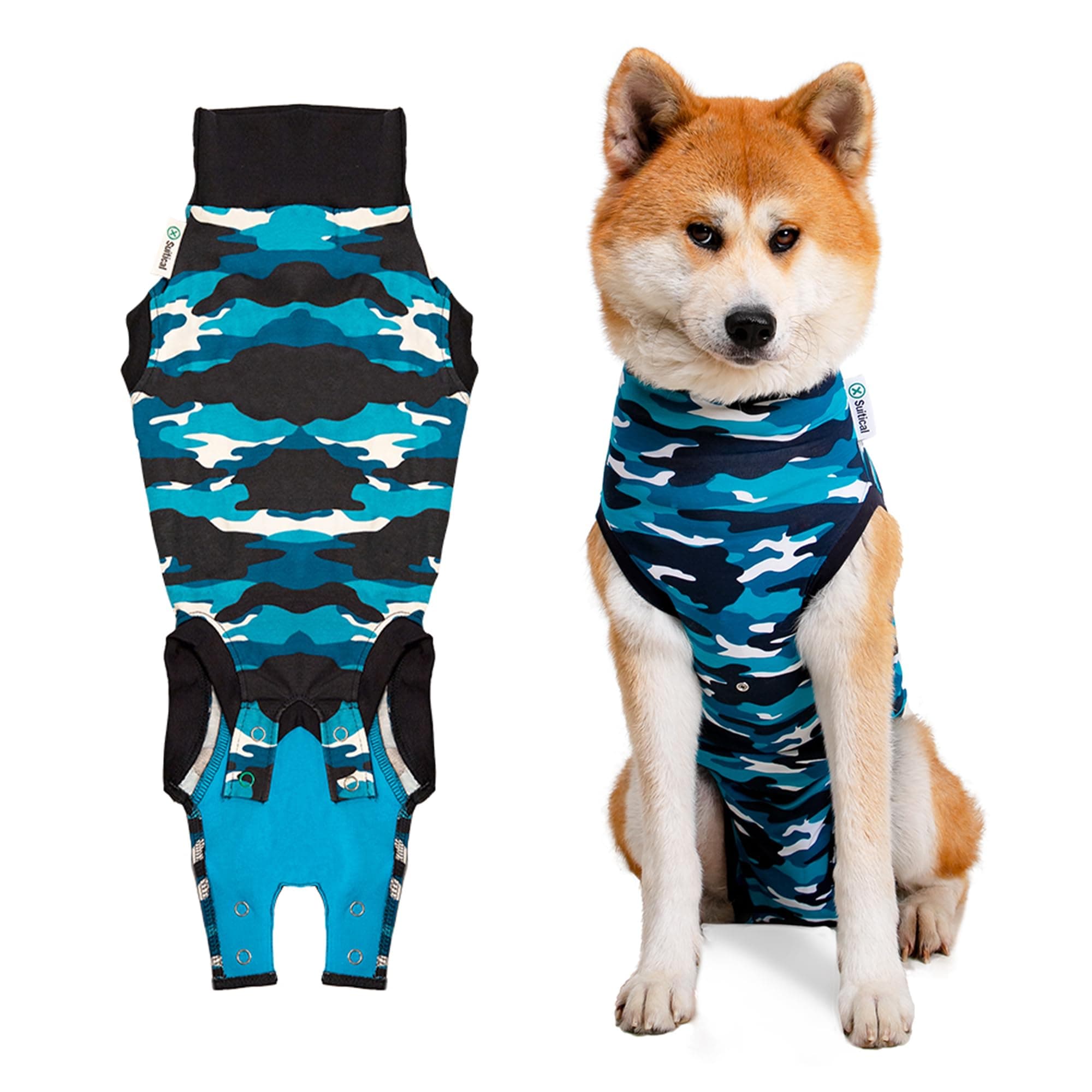 Recovery Suit for Dogs | Spay and Neutering Dog Surgery Recovery Suit for Male or Female | Soft Fabric for Skin Conditions | 2XL | Neck to Tail 31.5”-36.2” | Blue Camouflage
