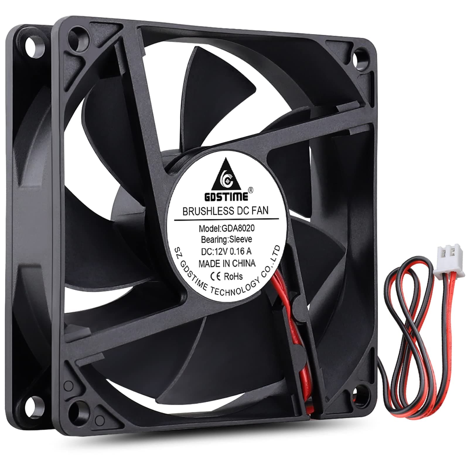 GDSTIME 80mm x 20mm 8020 12V DC Brushless PC Case Cooling Fan 2Pin for Computer Desktop Power Supply Mini Fridge