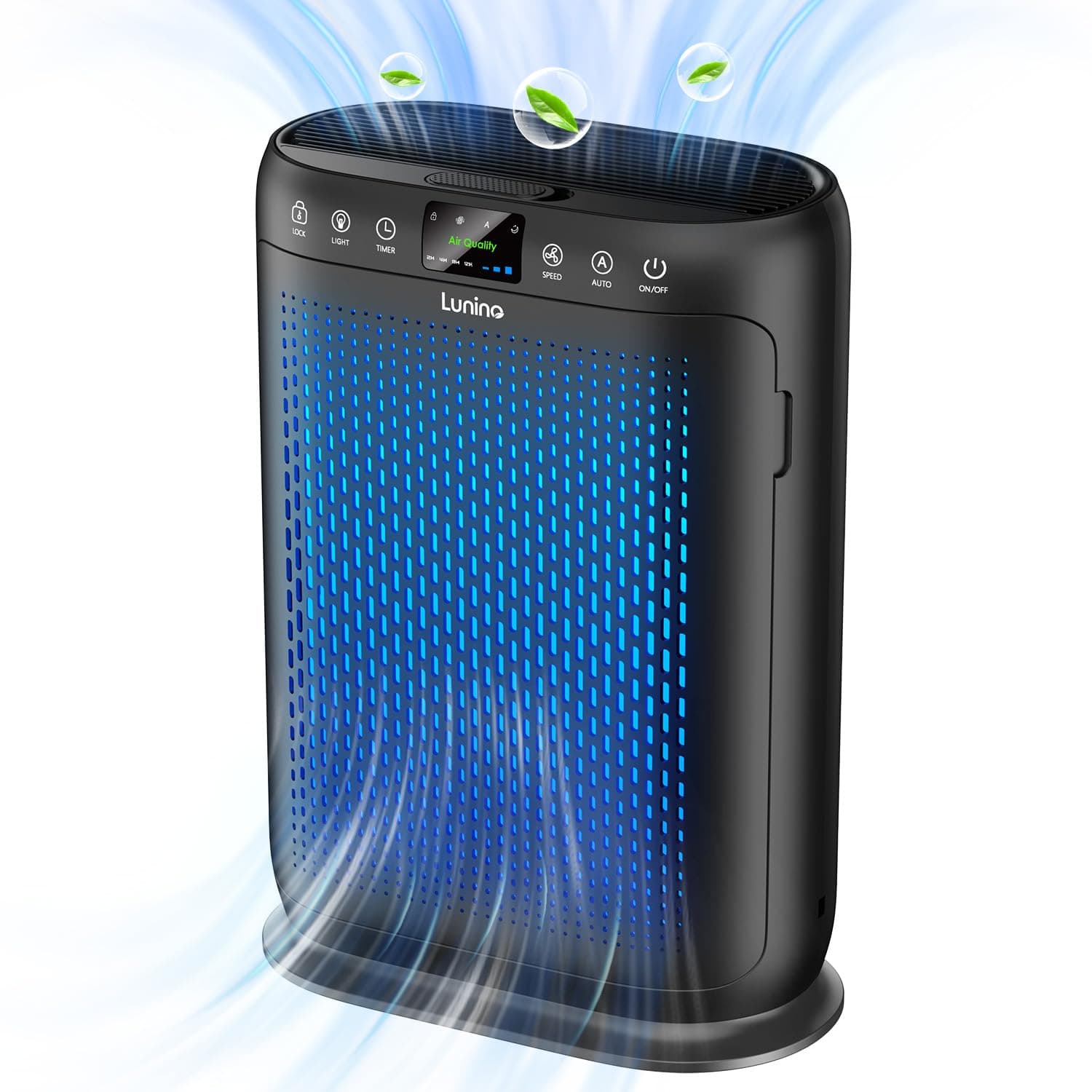 Air Purifiers for Home Large Room up to 1740sq.ft, LUNINO H13 HEPA Air Filter with Air Quality Sensors, Aromatherapy Function, Air Cleaner for Smoke, Dust, Dander, Pets Hair, Odor, E-200 Black