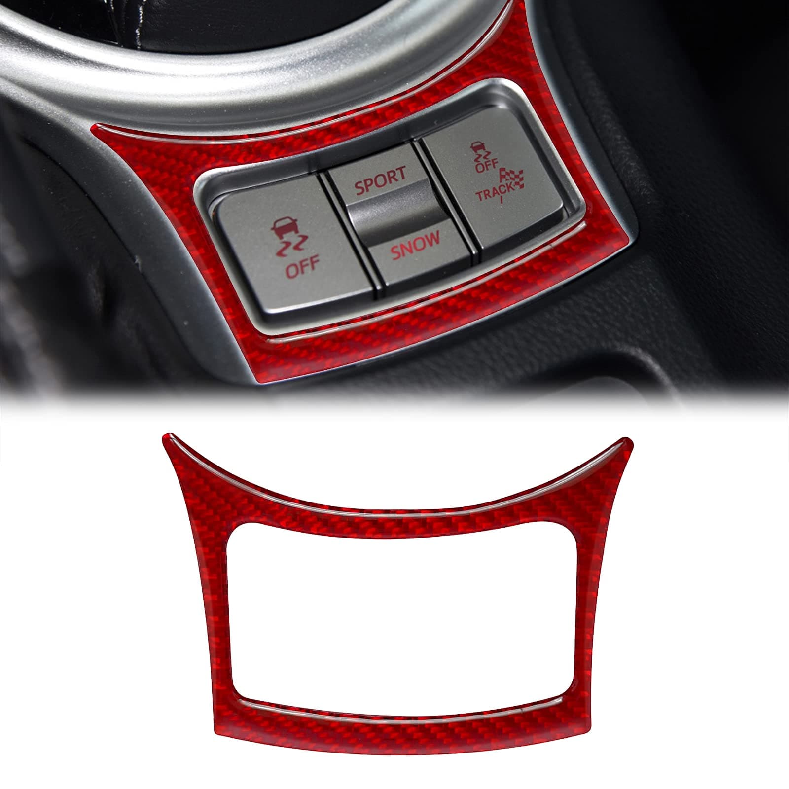 SUNJIKA Compatible with Carbon Fiber Gear Shifter Driving Mode Button Panel Trim Sticker Interior Accessories for Subaru BRZ Scion FR-S Toyota 86 2016 2017 2018 2019 2020 (Red) 1PCS