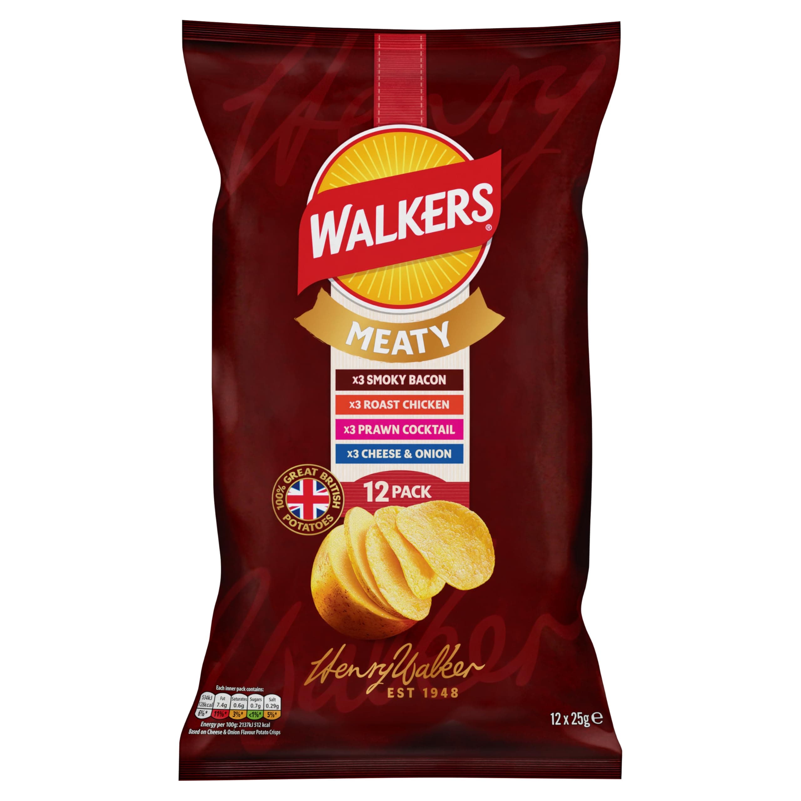 Walkers Meaty Variety Multipack Crisps 12x25g