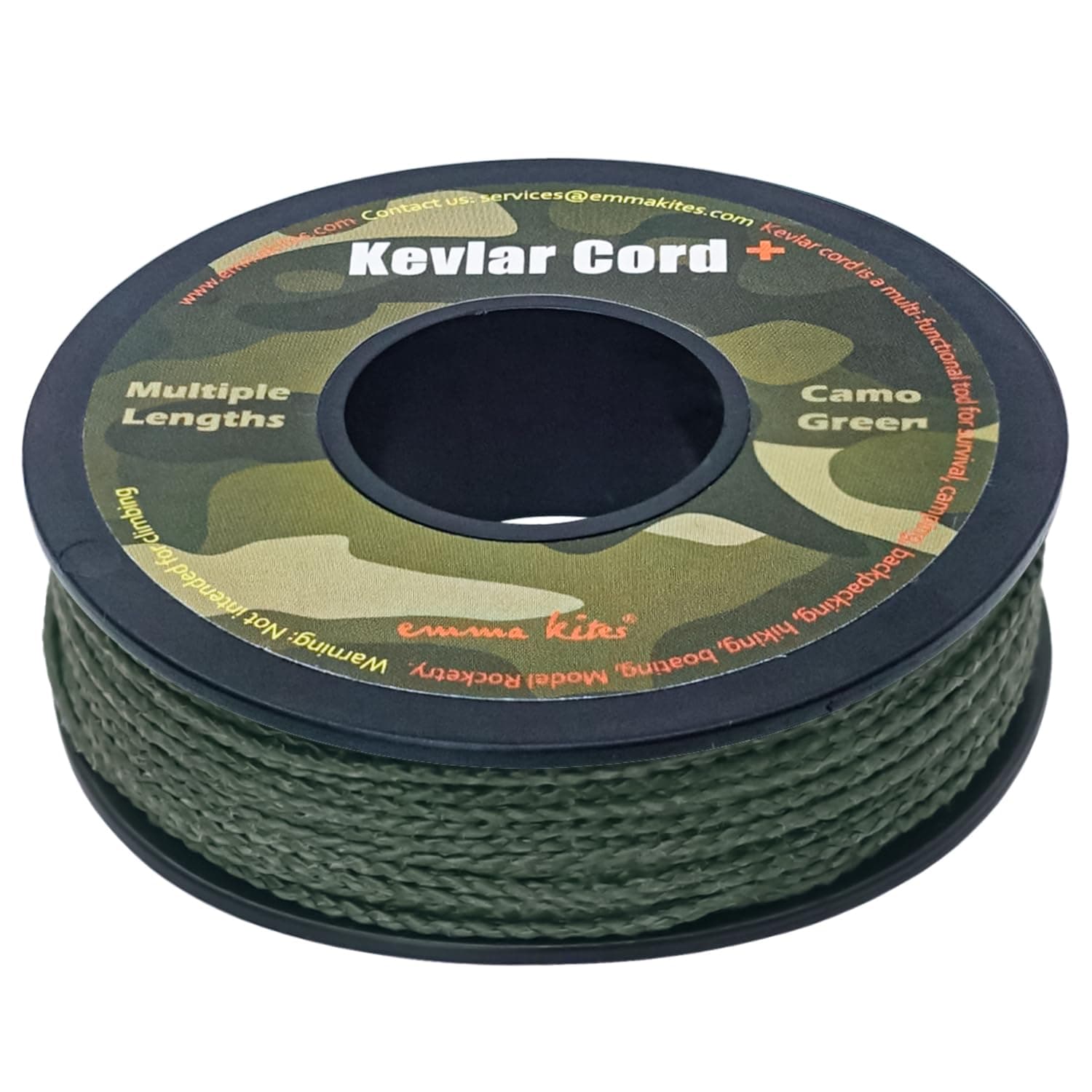 emma kites Camo Green, Red, Blue Braided Kevlar Cord 200Lb~1800Lb Abrasion/Flame Resistant Tactical Paracord, Trip Line, Cord Friction-Saw, Boot Laces, Survival Cord, Model Rocket Shock Cord