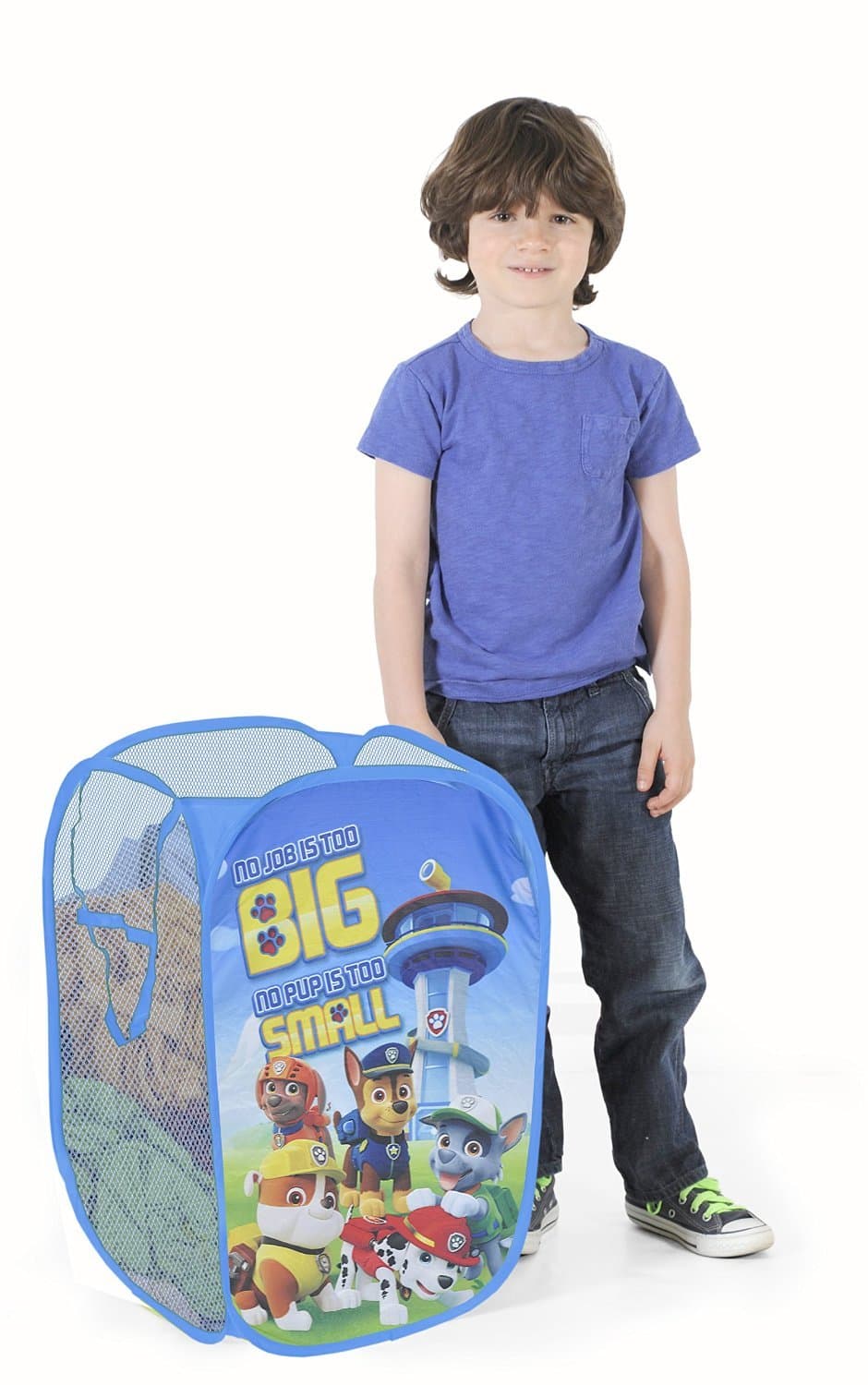 Idea Nuova Nickelodeon Paw Patrol Pop Up Hamper with Durable Carry Handles, 21" H x 13.5" W X 13.5" L, Blue, one Size