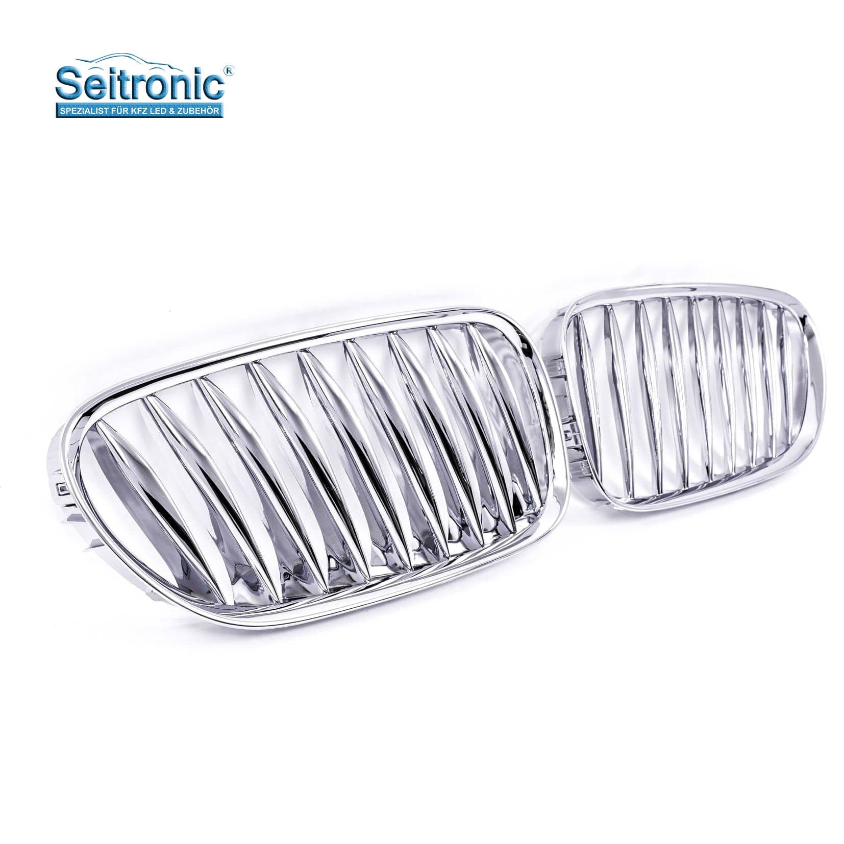 Seitronic® kidney grille/front grill in full chrome, made of high quality ABS material!