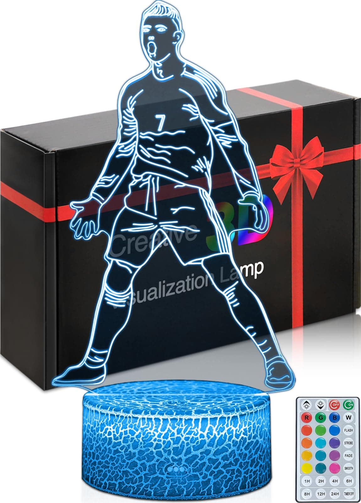 Siuuuu Celebration Night Light, Soccer Gifts for Boys, Dimmable 3D Illusion Lamp with 16 Colors Remote & Timer, Boys Teens Bedroom Soccer Decor Birthday Christmas