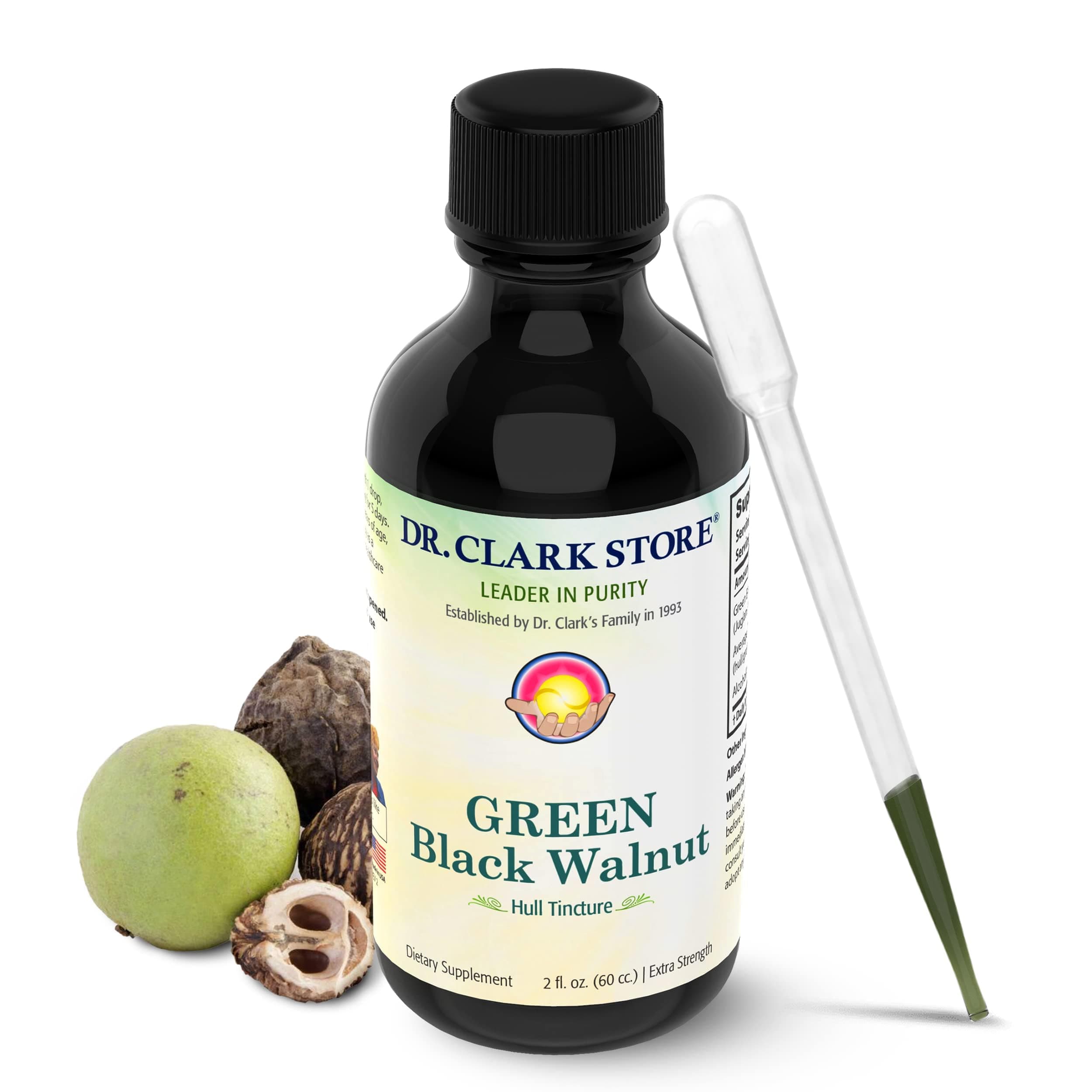 Original GREEN Black Walnut Hull Tincture (Extra Strength) by Dr. Hulda Clark, 2 oz