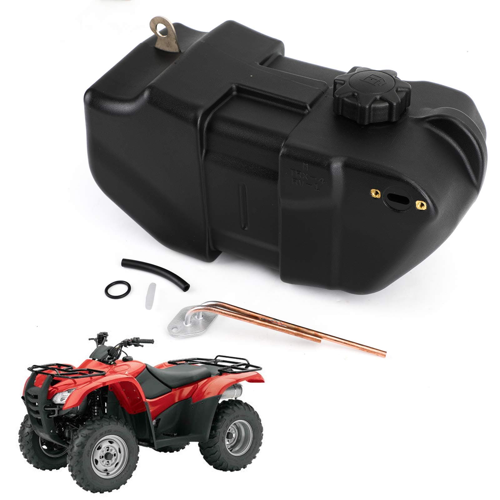 Bruce & Shark Plastic Fuel Tank with Cap, Fuel Tank Gas Cap Petcock Kit Fits for Honda Atv TRX 350D 350 Fourtrax Foreman 1986-1989