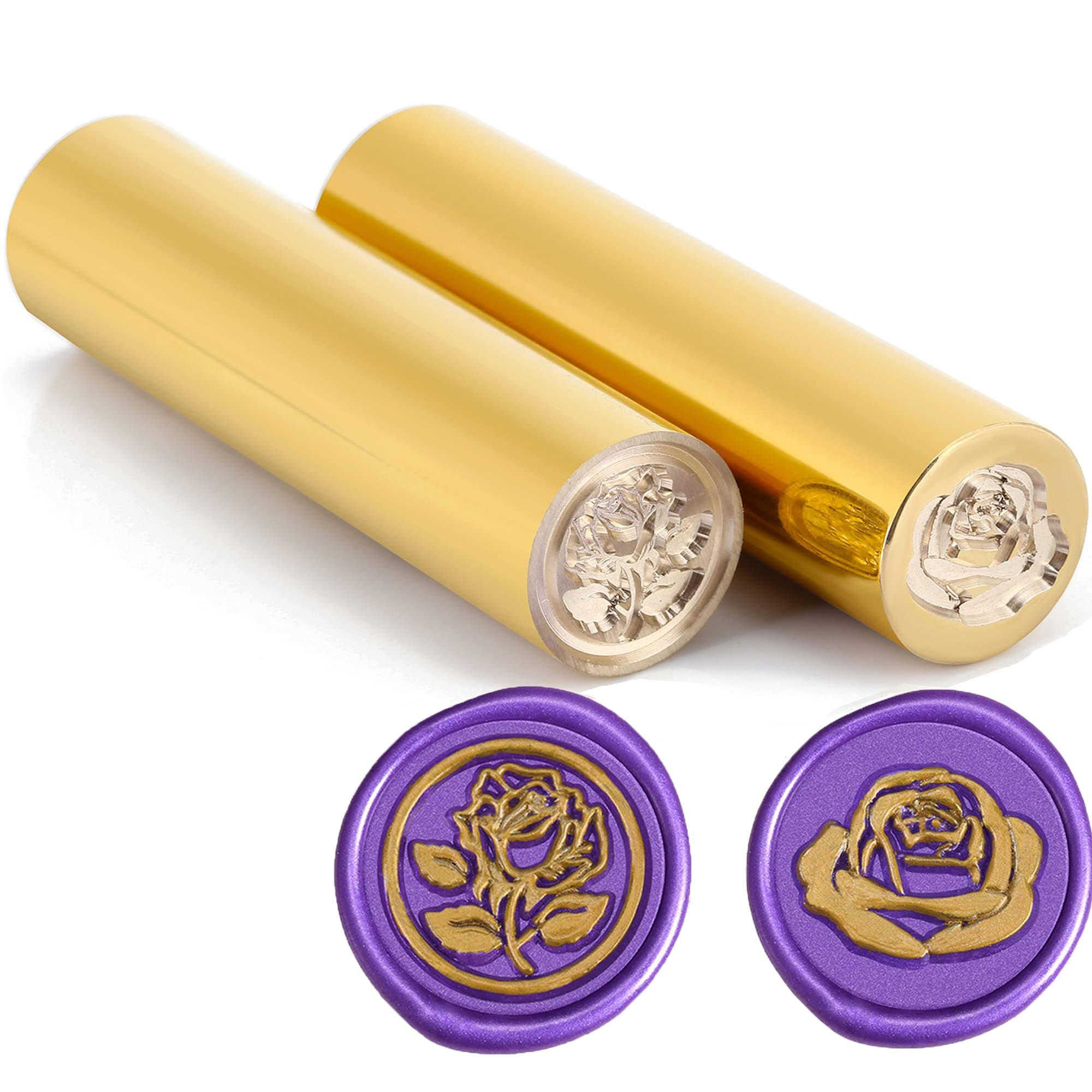 Mornajina Double-Sided Engraving Wax Seal Stamp, Flower Wax Stamp/Botanical Wax Stamps, 15mm Mini Brass Stamp Wax Seal, Envelope Wax Seal Stamp, Fit Envelope, Card, Bottle, Gift Wrapping Decoration