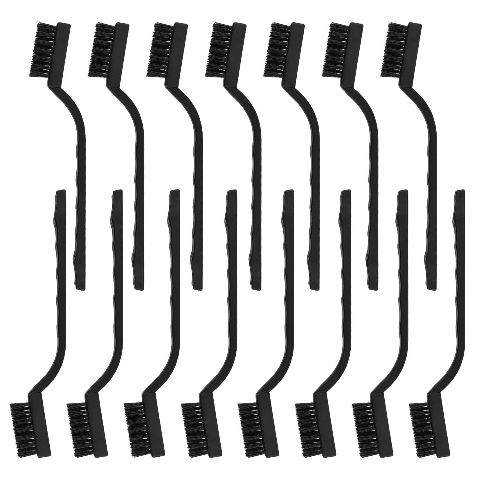 15 Pcs Mini Nylon Wire Brush Set for Cleaning Welding Slag Rust, Wire Bristle Scratch Brush Set, Curved Handle Brushes