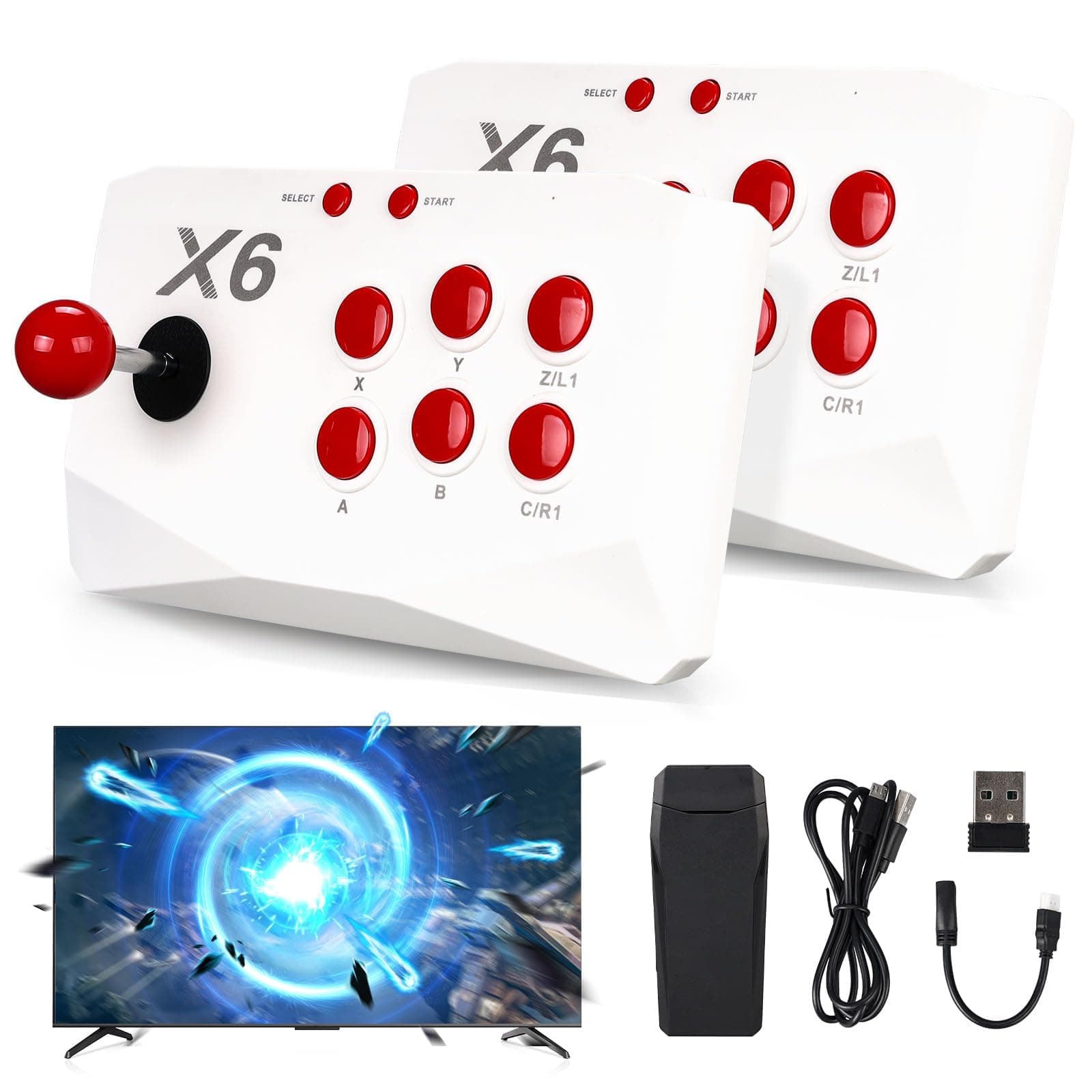 – NALACAL Classic Retro Gaming Console, Plug and Play Video Game, Wireless ArcadeStick Controllers Built in 20000+ Games, 4K HD HDMI Output, 15 Classic Emulators, with Dual 2.4G Wireless Controlle