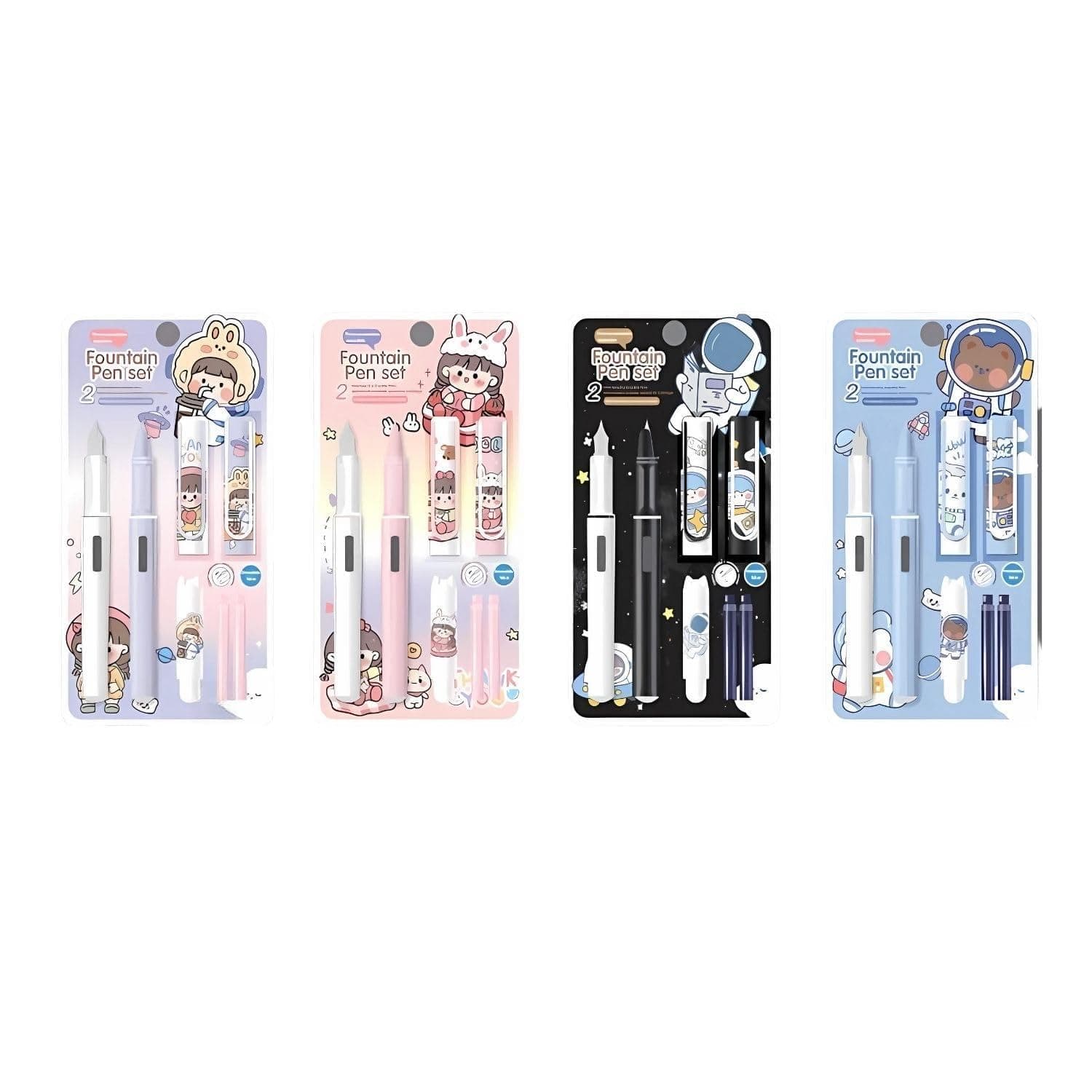 Crackles Fountain Pen for Students Erasable Pen Set for School Gift for Kids Birthday Return Gift Pen for Office School Stationery Items for Kids - Stationery Kit & Set- Random Colours (Blue Ink)