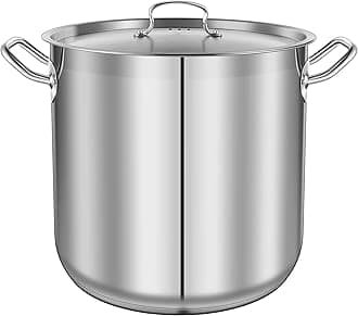NutrichefStainless Steel Cookware Stockpot, 35 Quart Heavy Duty Induction Soup Pot With Stainless Steel Lid And Strong Riveted Handles, Even Heat Distribution, Compatible With Most Cooktops