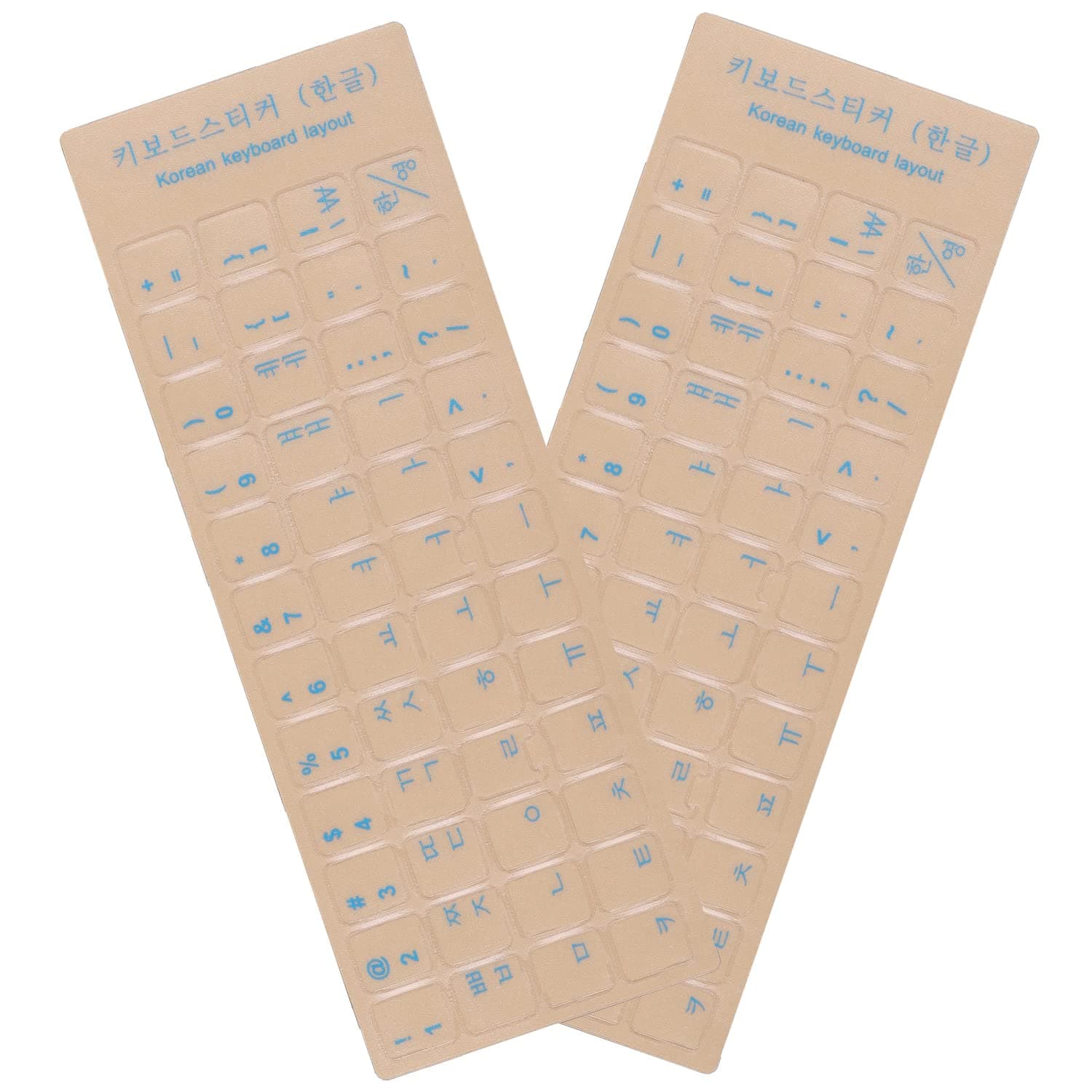 Universal Korean Keyboard Stickers Transparent Background, Transparent Background with Blue Lettering for Computer Laptop Notebook Desktop, Replacement Computer Keyboard Stickers (Korean)-2 Pack