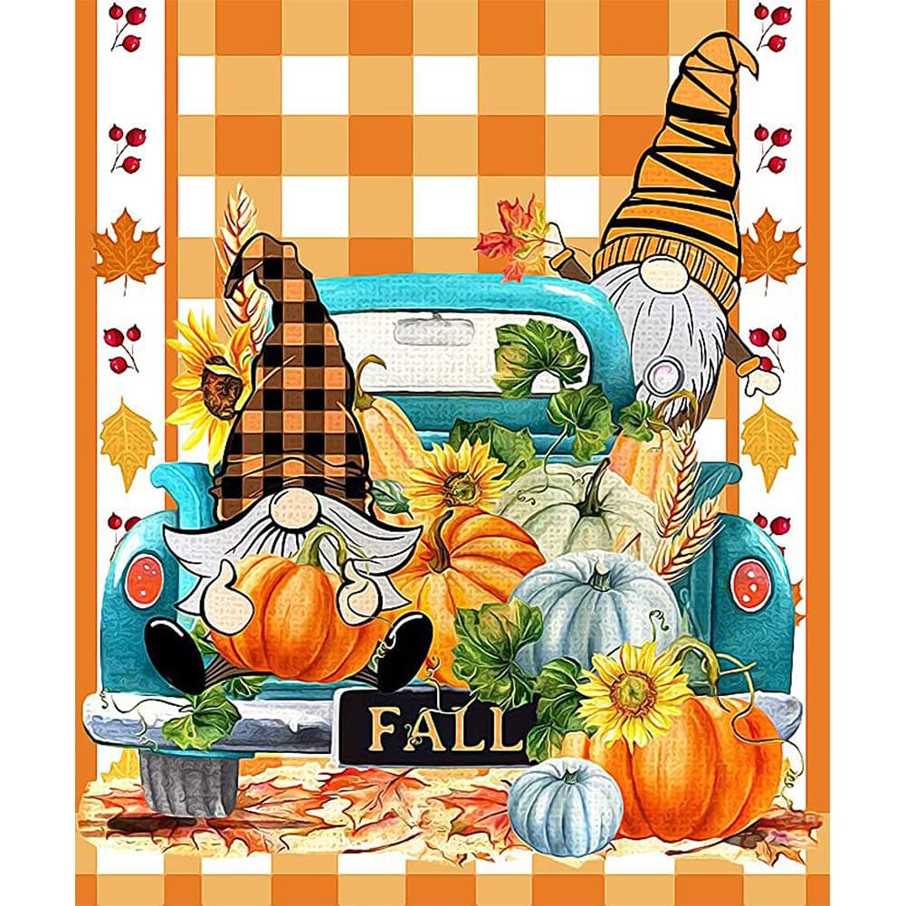 Gnome Diamond Painting Kits for Adults - Fall 5D Diamond Art Kits for Adults Beginner, DIY Full Drill Pumpkin Diamond Paintings with Diamonds Gem Art Crafts for Adults Home Wall Decor 11.8x15.7inch