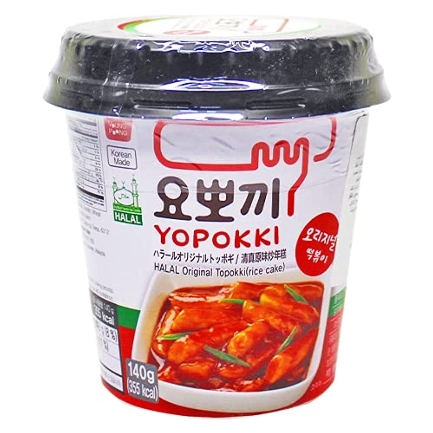 Youngpoong Yopokki Original Topokki Halal , Enriches Flavor & Taste , Sweet & Spicy , Korean Authentic , Delicious Savory Meal , Tteok-Bokki , Korean Noodle Dish - 140Grams (Muslim)
