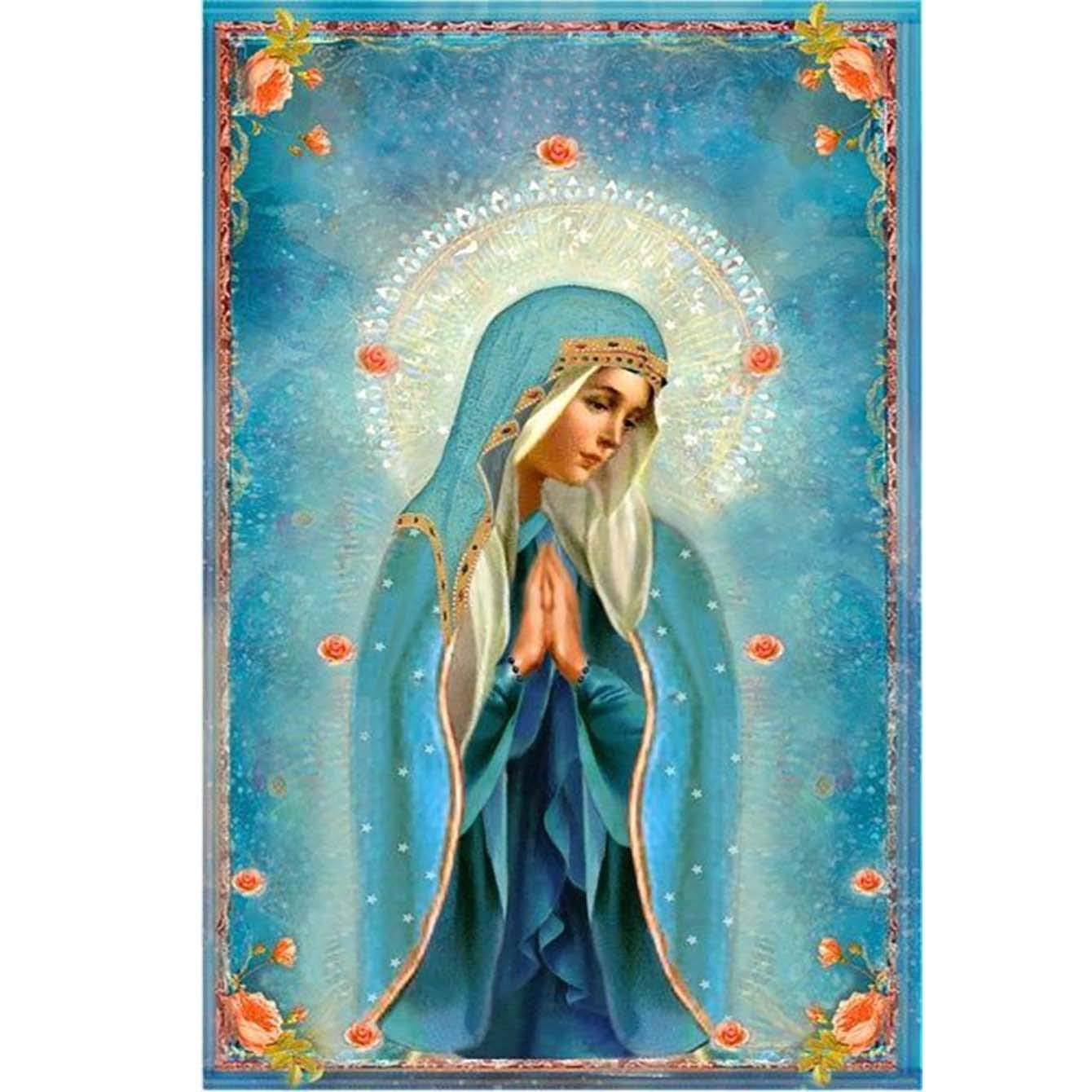 DIY 5D Diamond Painting by Number Kits Full Drill, Virgin Mary Religion Diymood Painting Paint with Diamonds Arts for Adults Wall Home Decor 16x20inch
